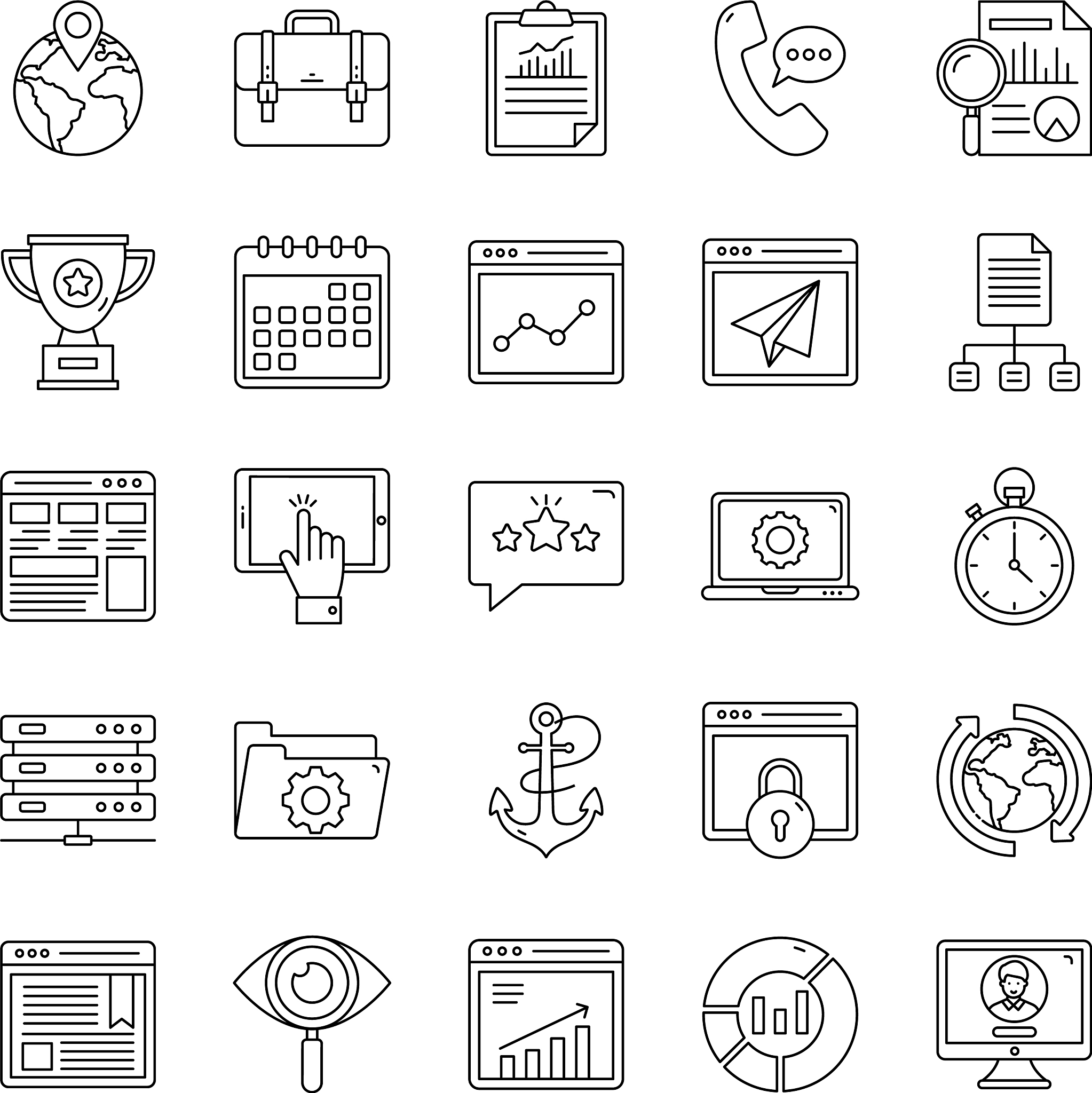 web layout line icons pack