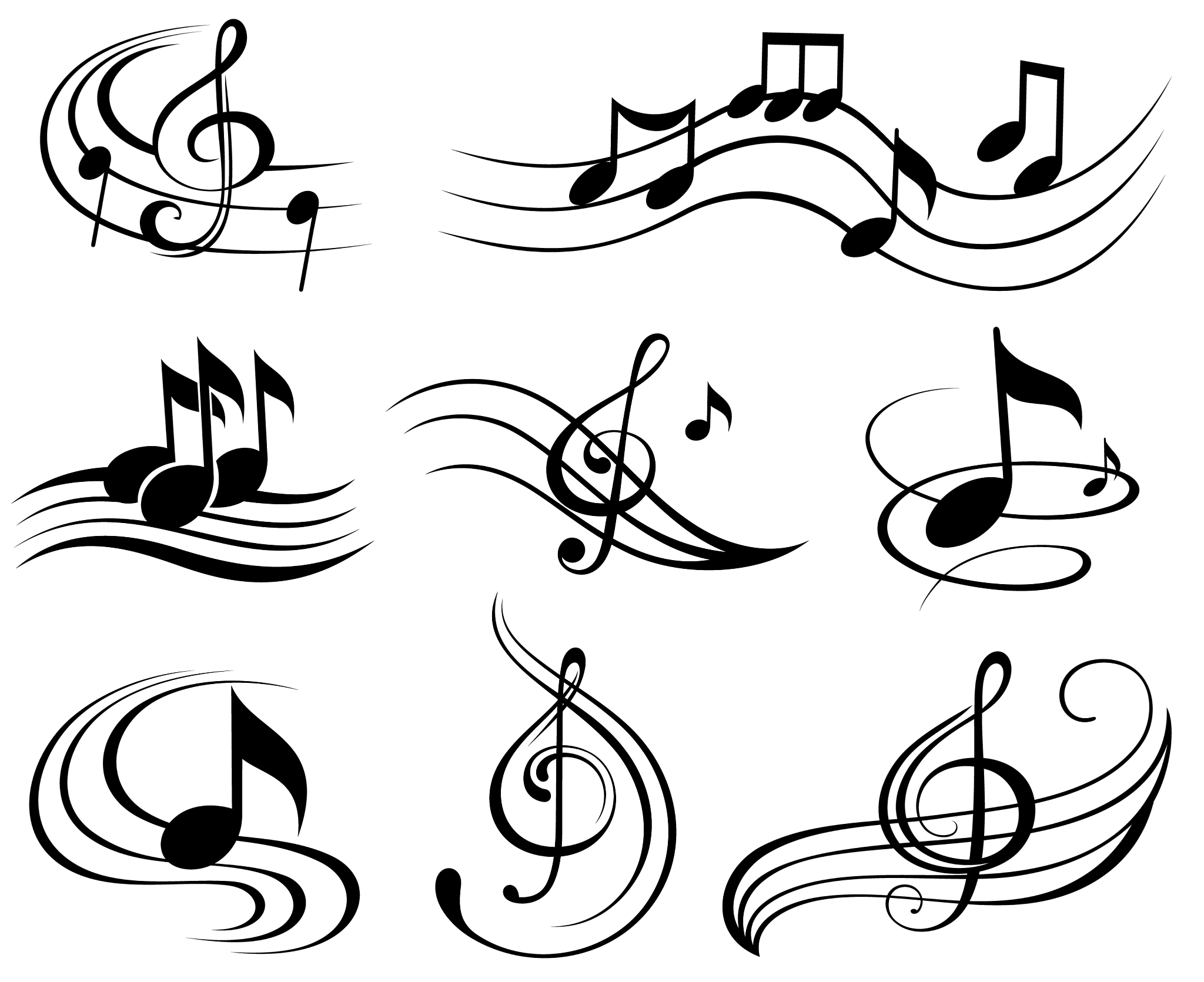 set of music design elements or icons