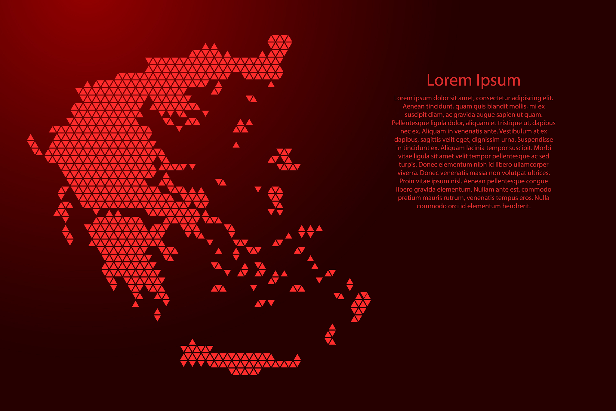 greece map abstract schematic from red triangles