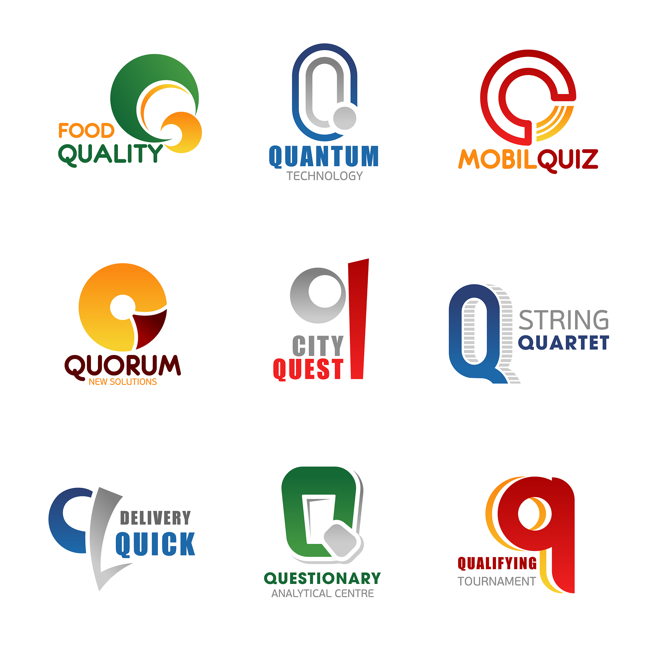 q letter corporate identity business icons