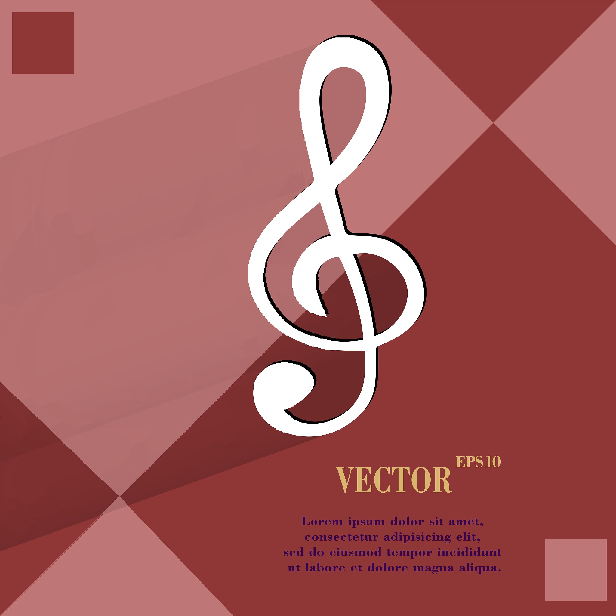 music elements notes web icon  on a flat geometric abstract back
