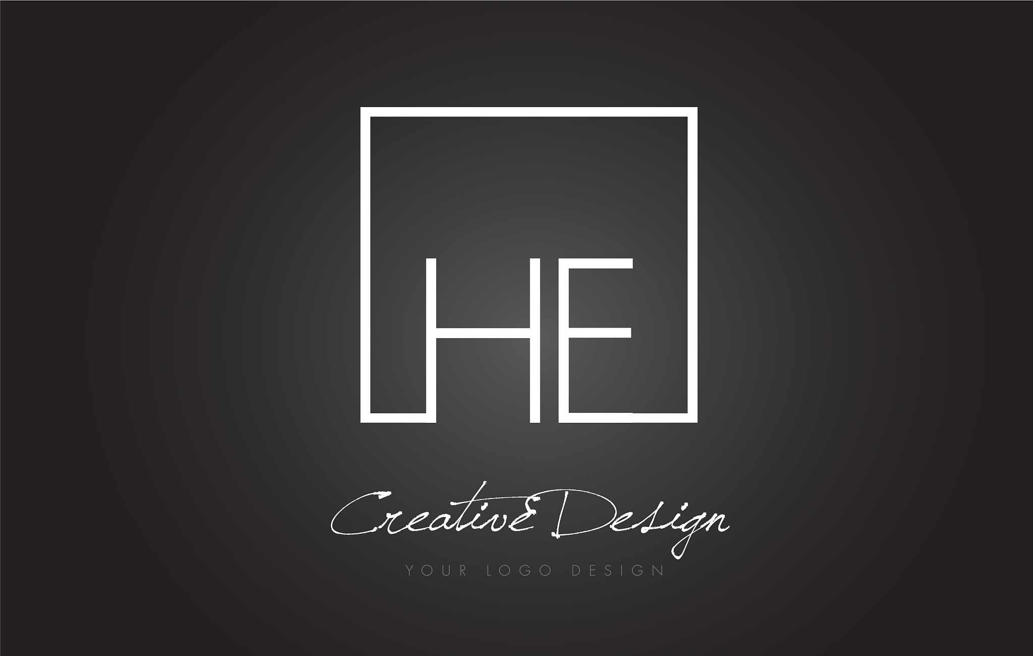 he square frame letter logo design with black and