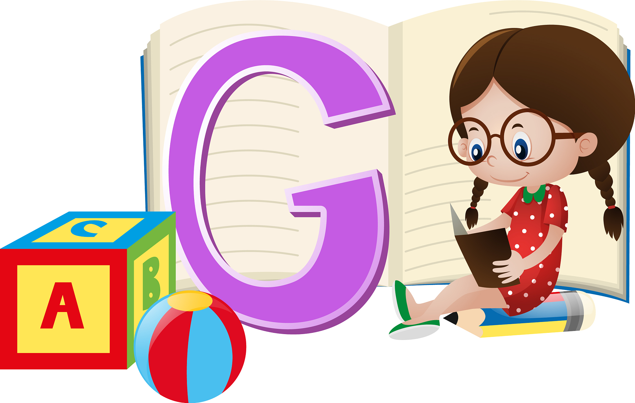 girl and letter g on paper
