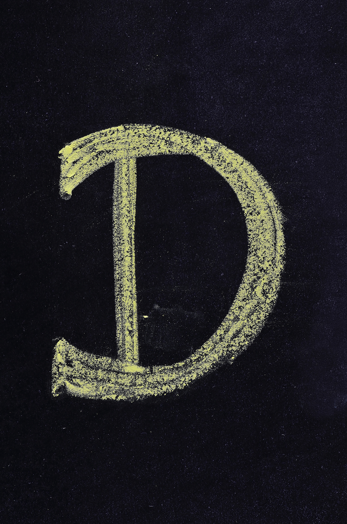 text "d" on blackboard