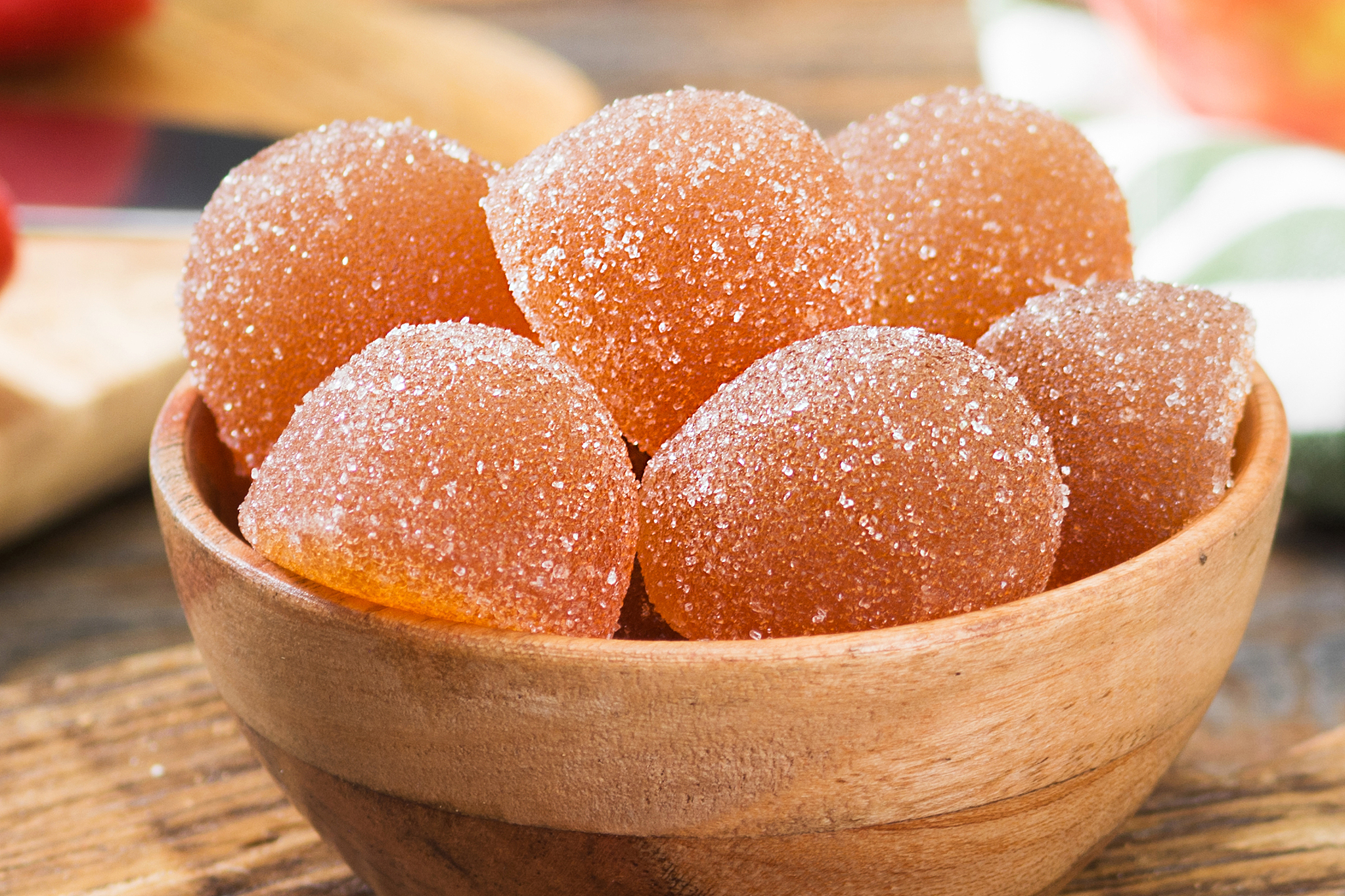 apple marmalade in a wooden bowl on a wooden table. rustic style