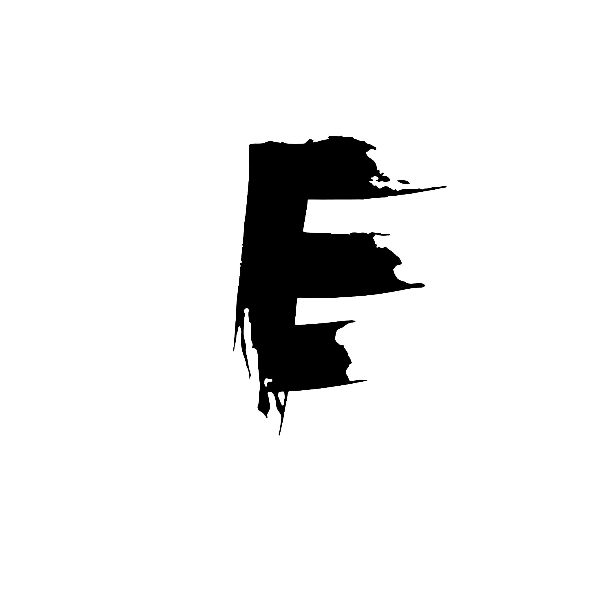 letter e. handwritten by dry brush. rough strokes font. vector i