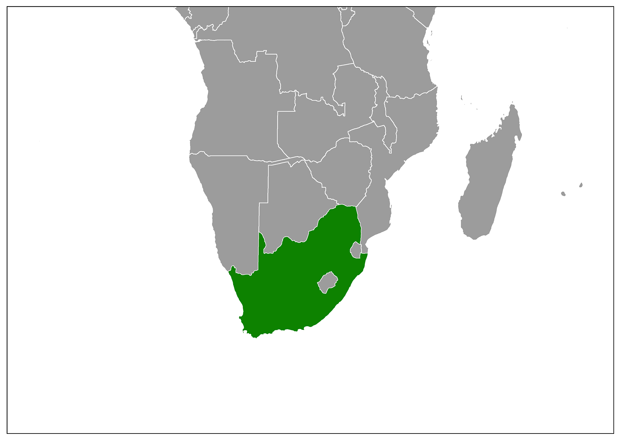 south africa map on gray base green view