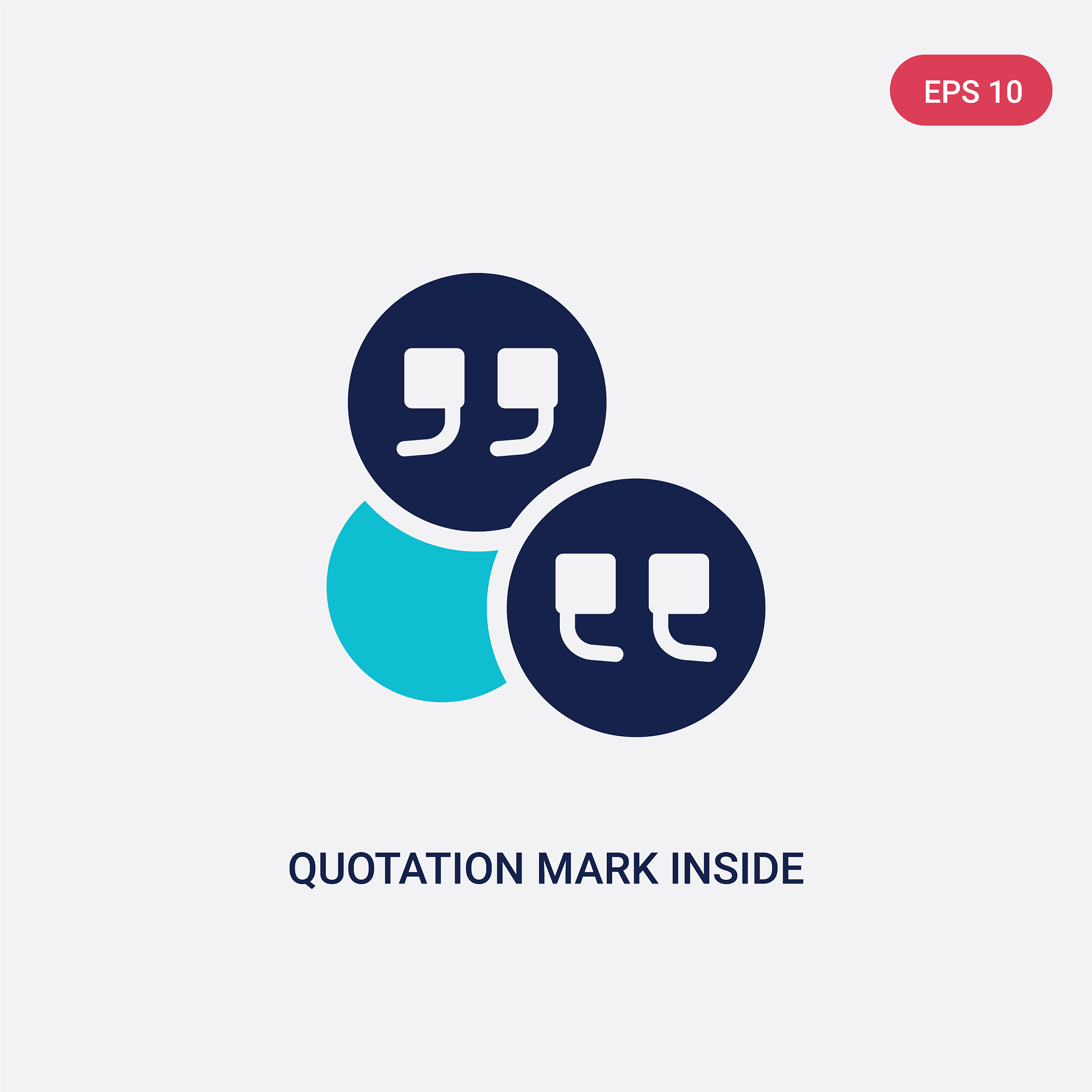 two color quotation mark inside a circle icon