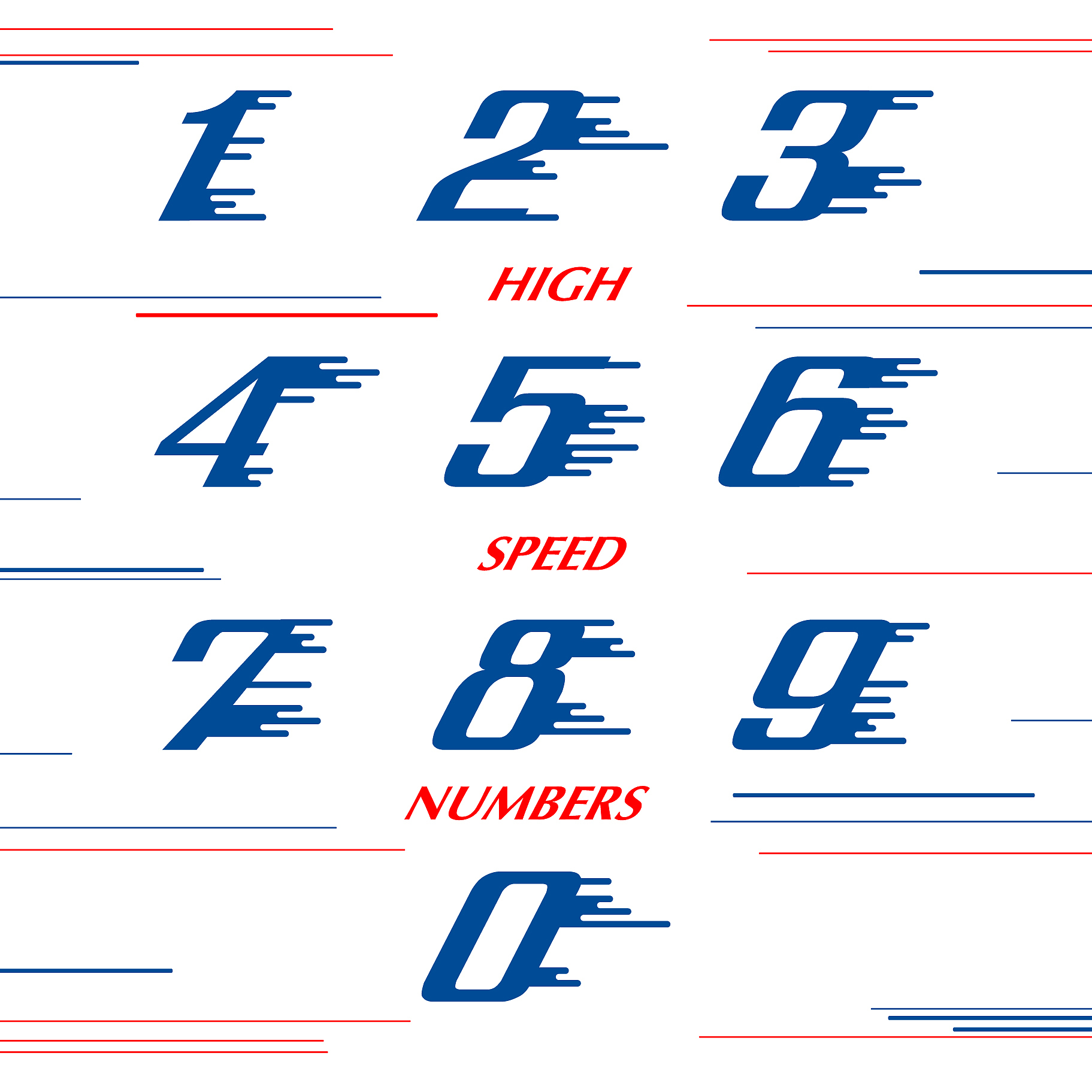 speed sport numbers set logo design template