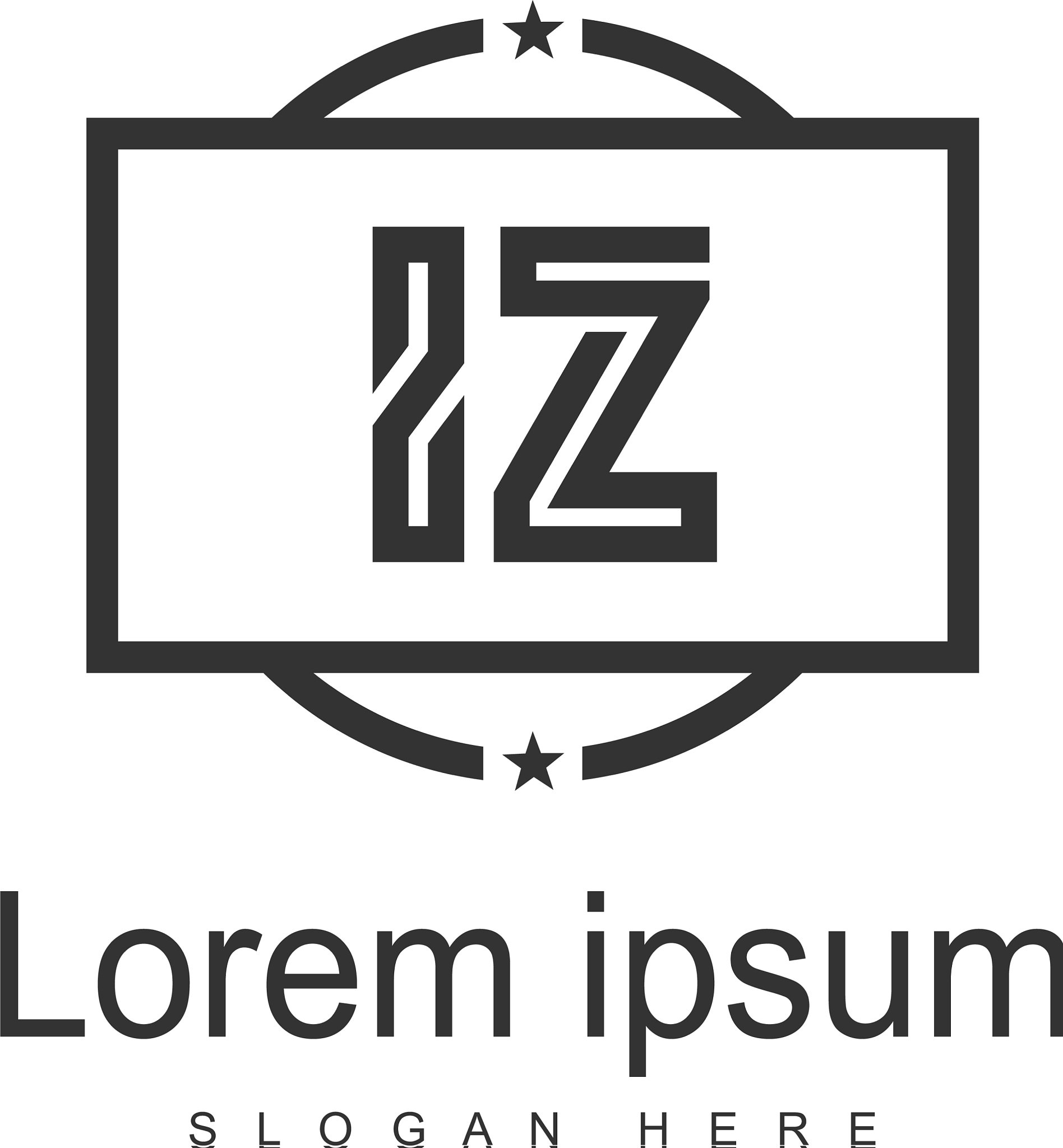 initial iz logo template with modern frame