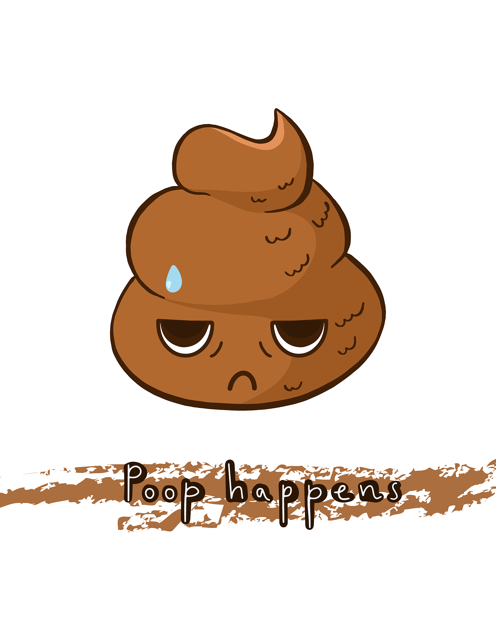 vector poop happens funny print with sad poop.