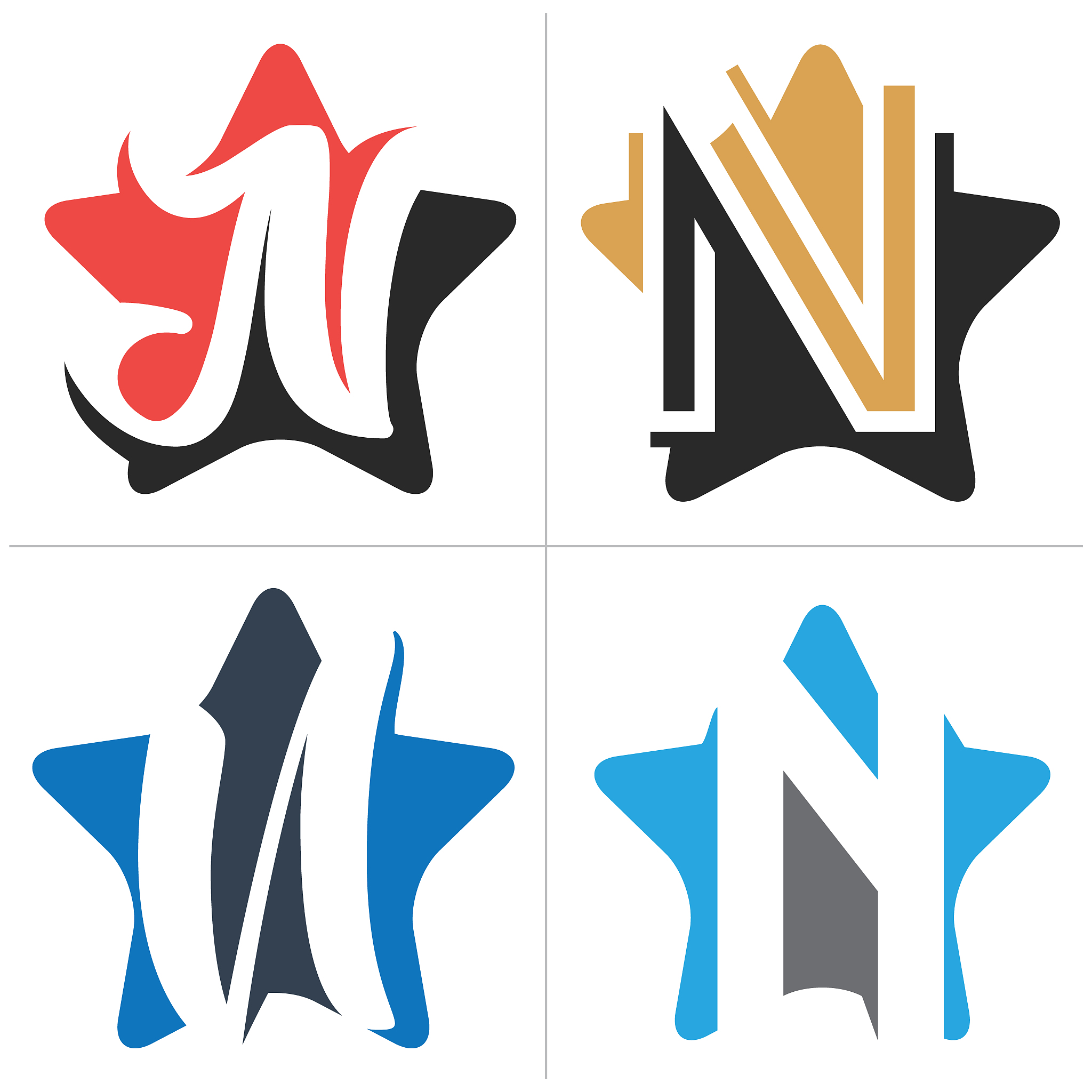 n letter icon design. letter n in star shape vector illustration