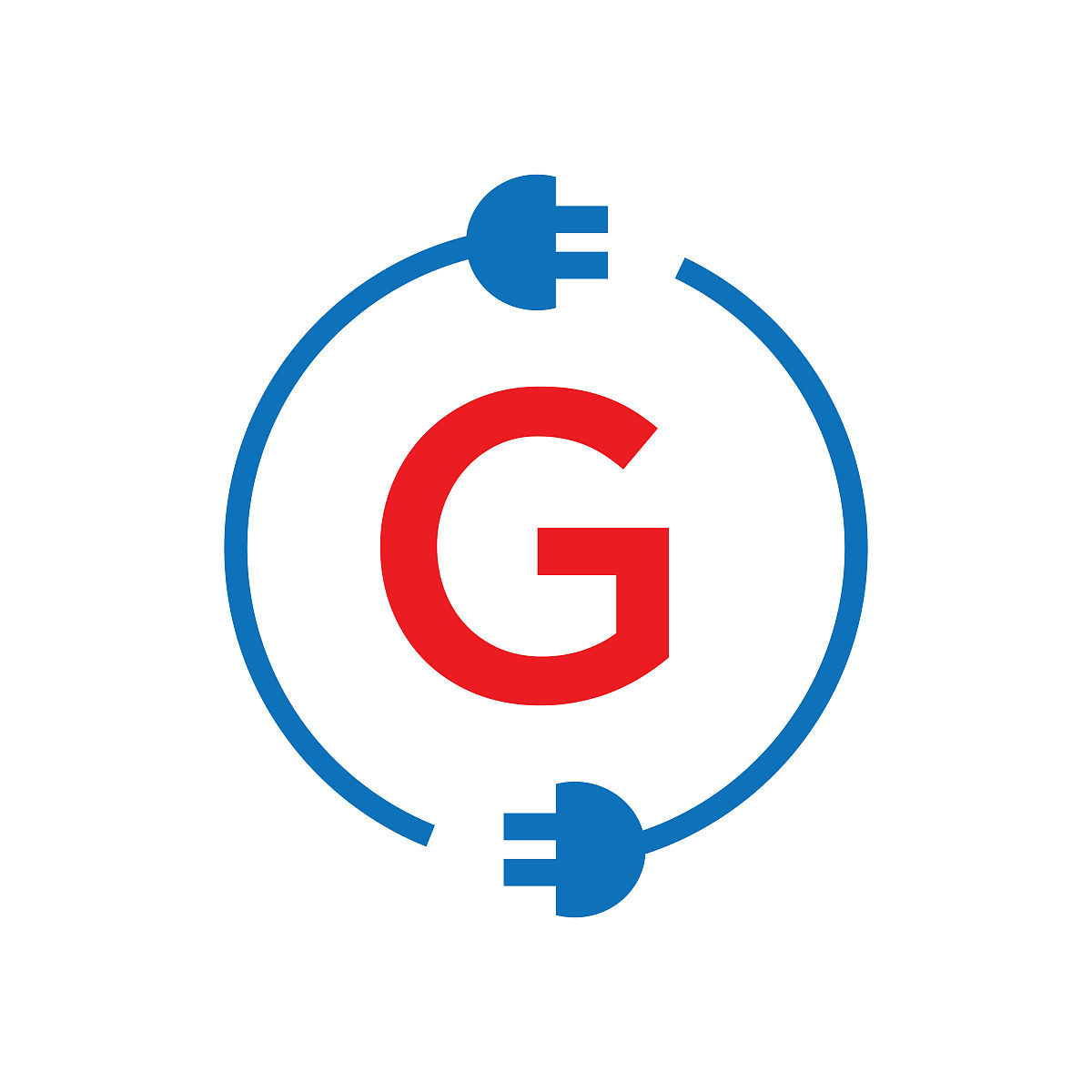 字母g电标志.电气工业,电力标志,电力螺栓上g字母标志矢量
