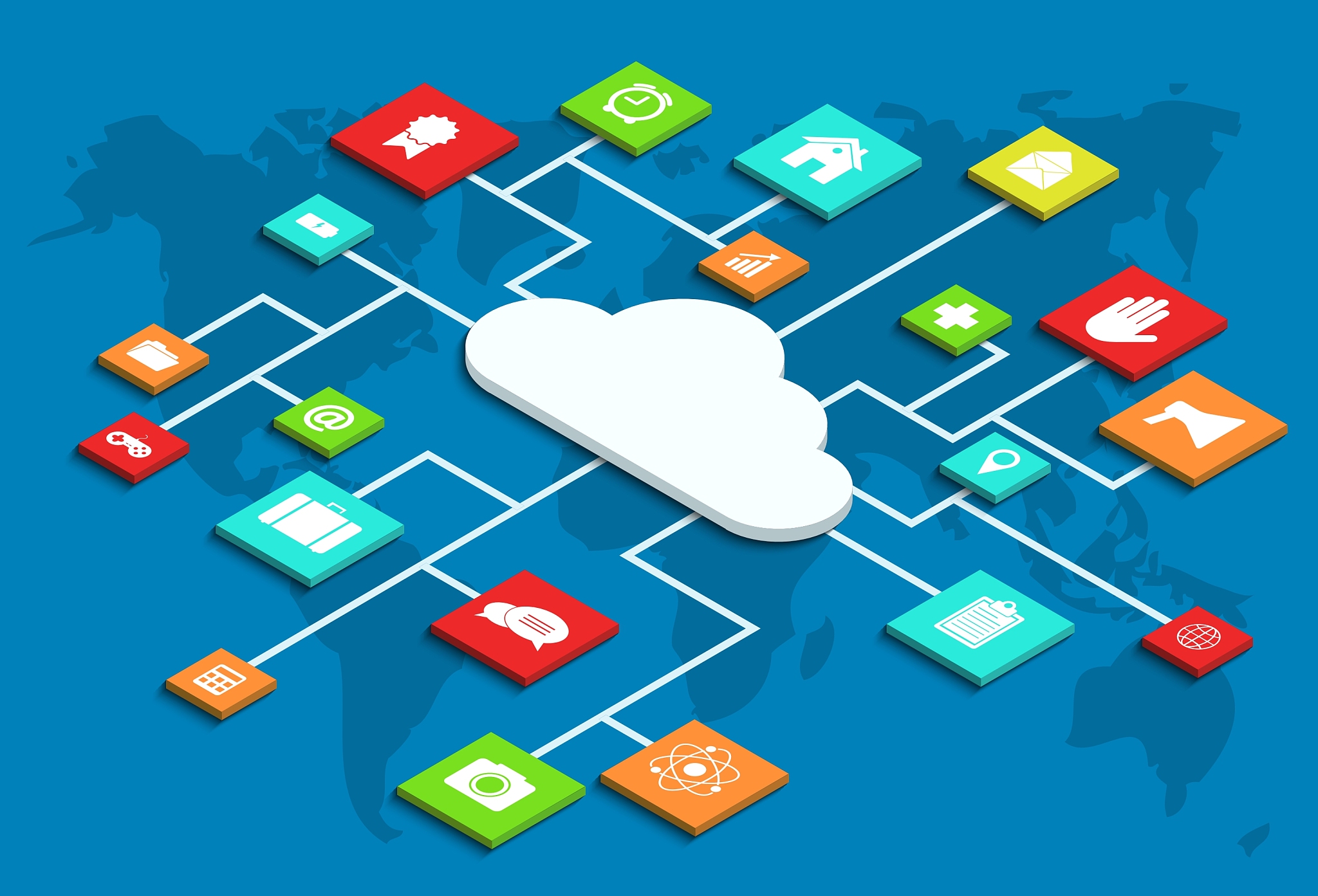 3d isometric computer cloud infographic