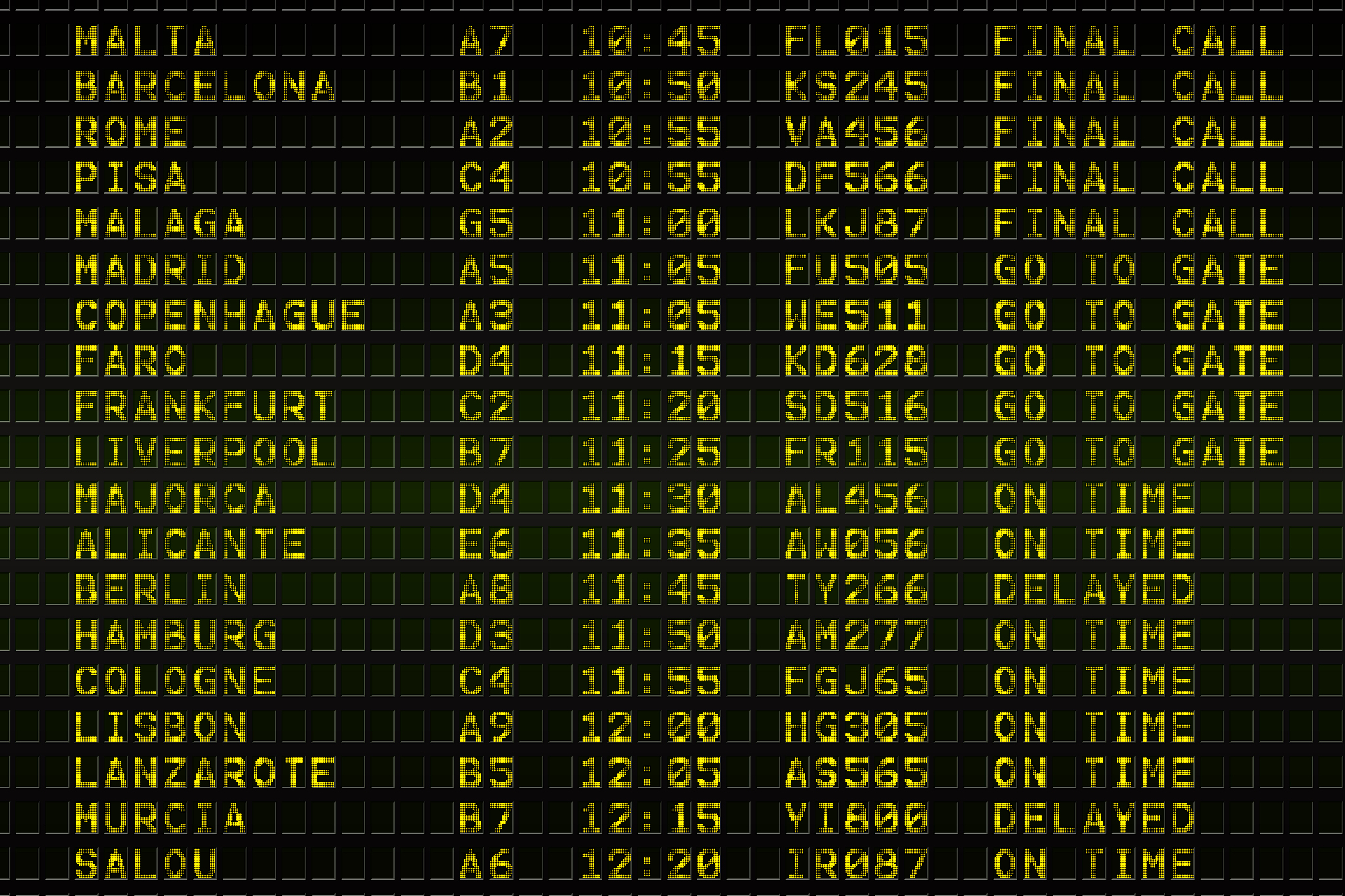 black airport departures board