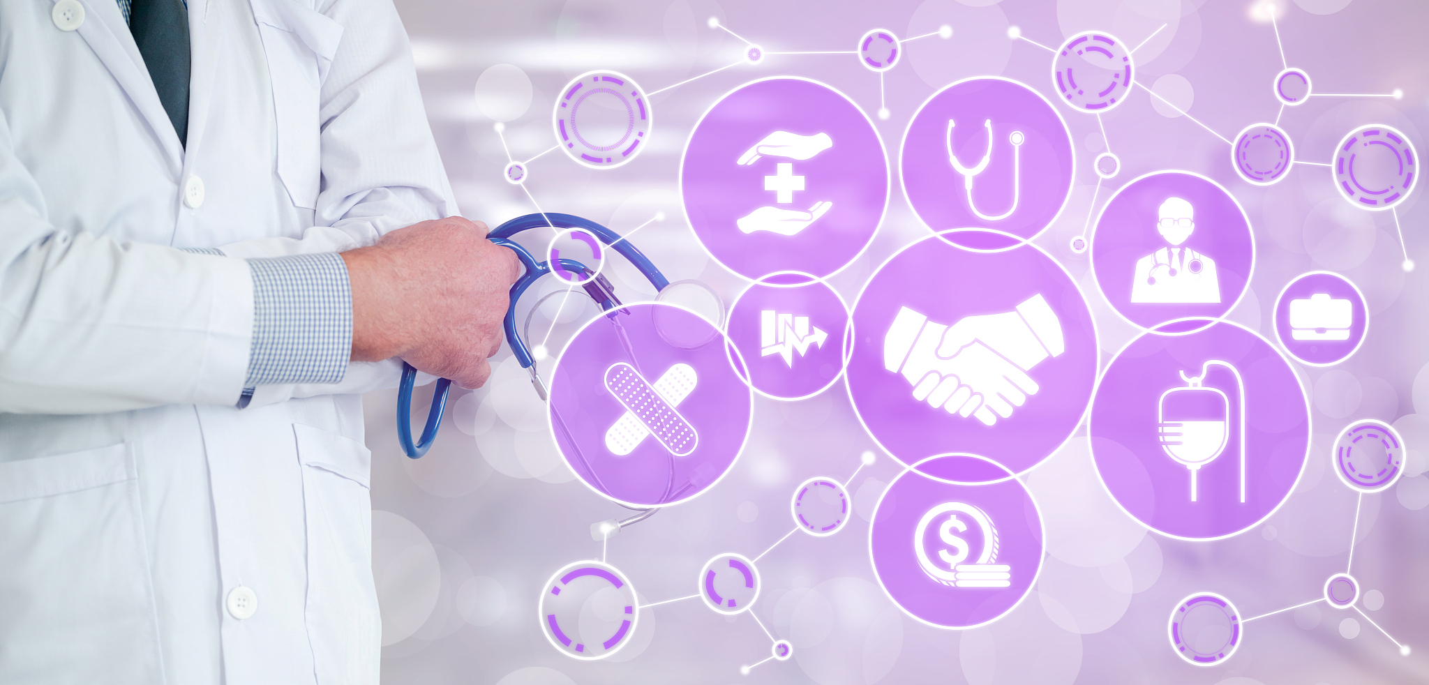 doctor with medical healthcare graphic in hospital