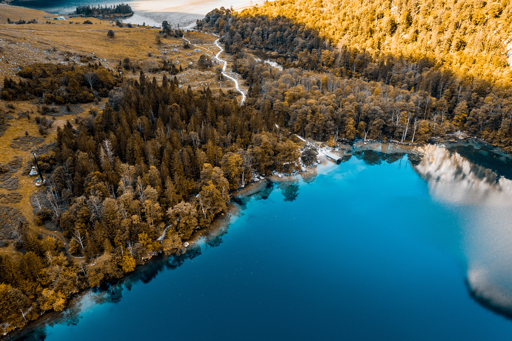 drone view of knigssee, bavaria