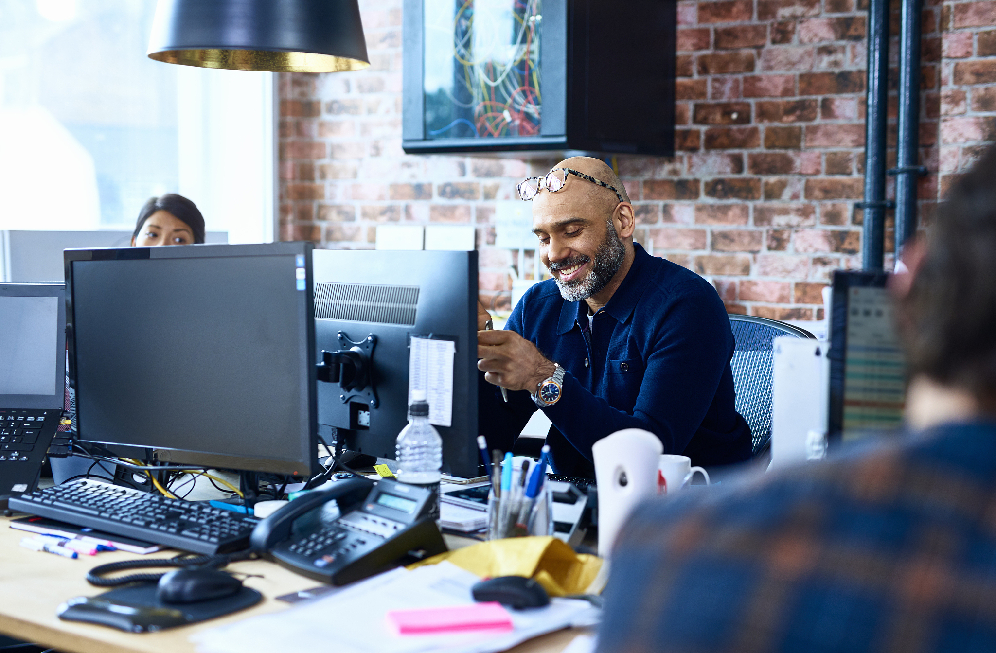 people working in modern office