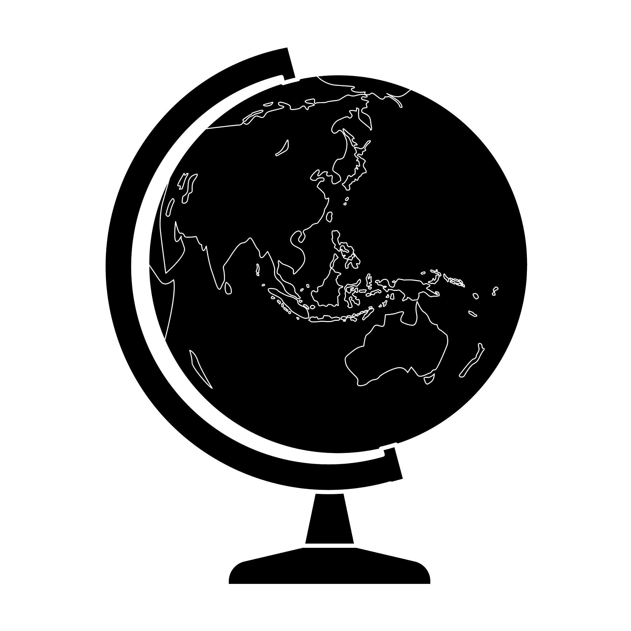 flat black globe icon