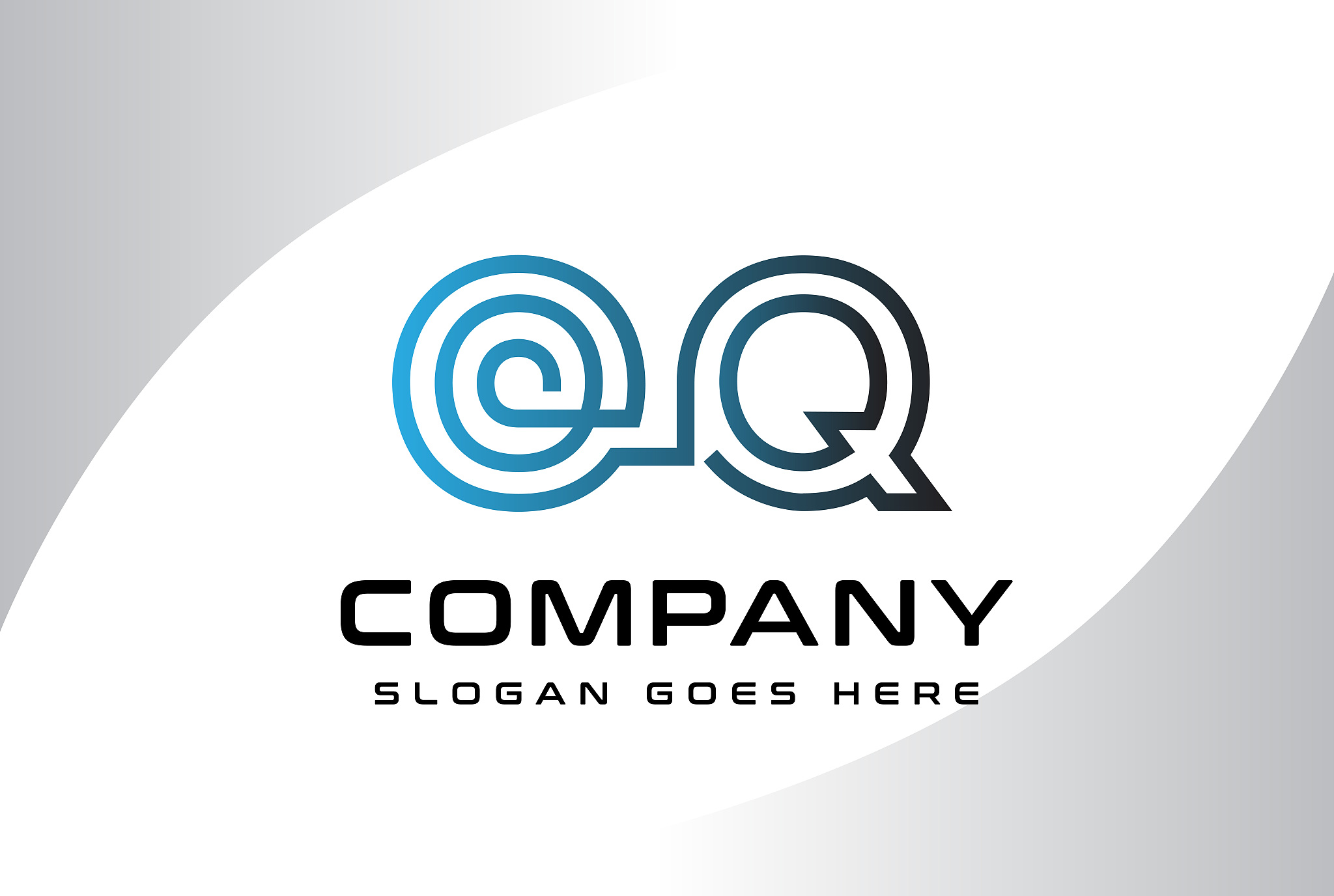 blue black gradient initial letter oq logo vector template