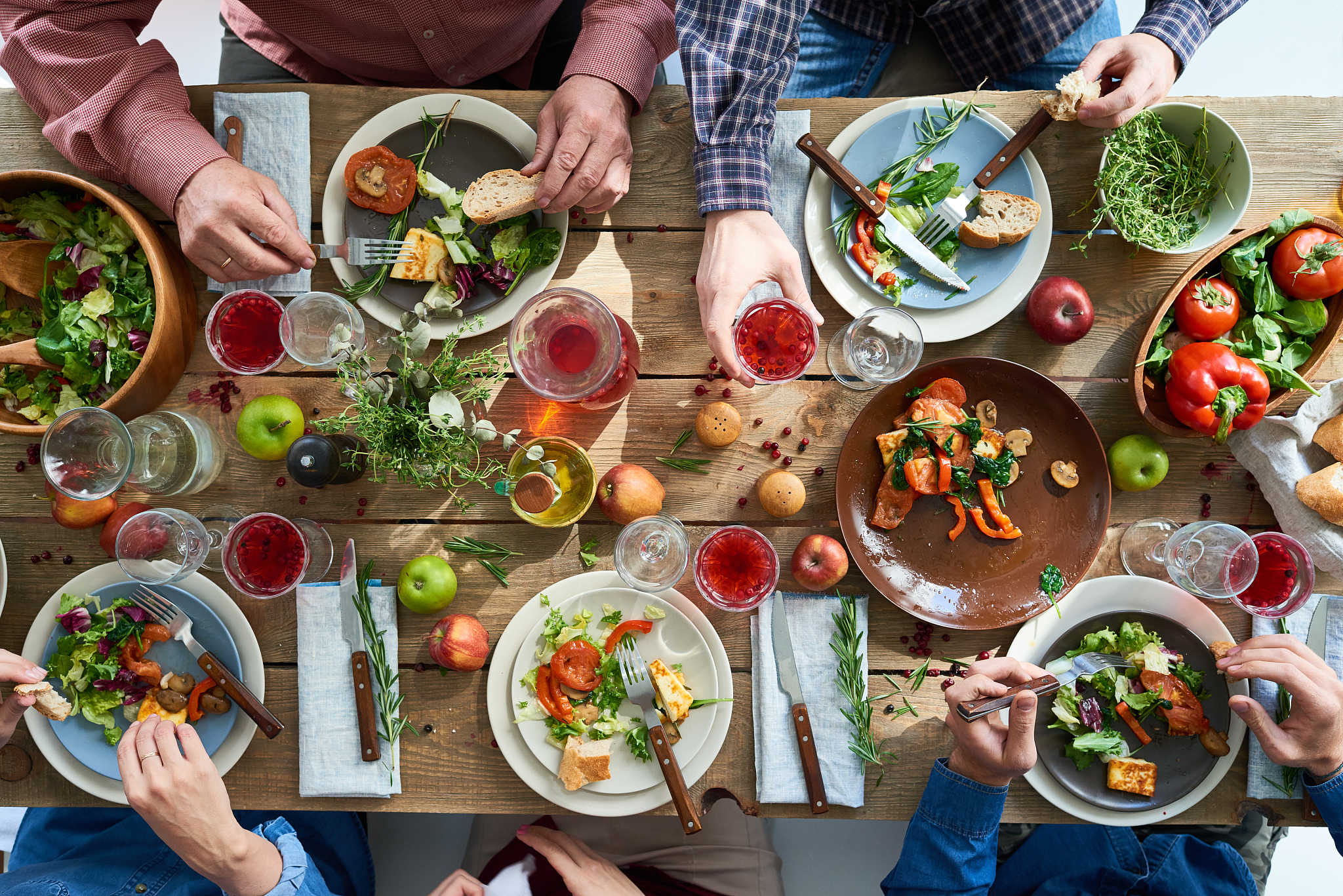 eating dinner together