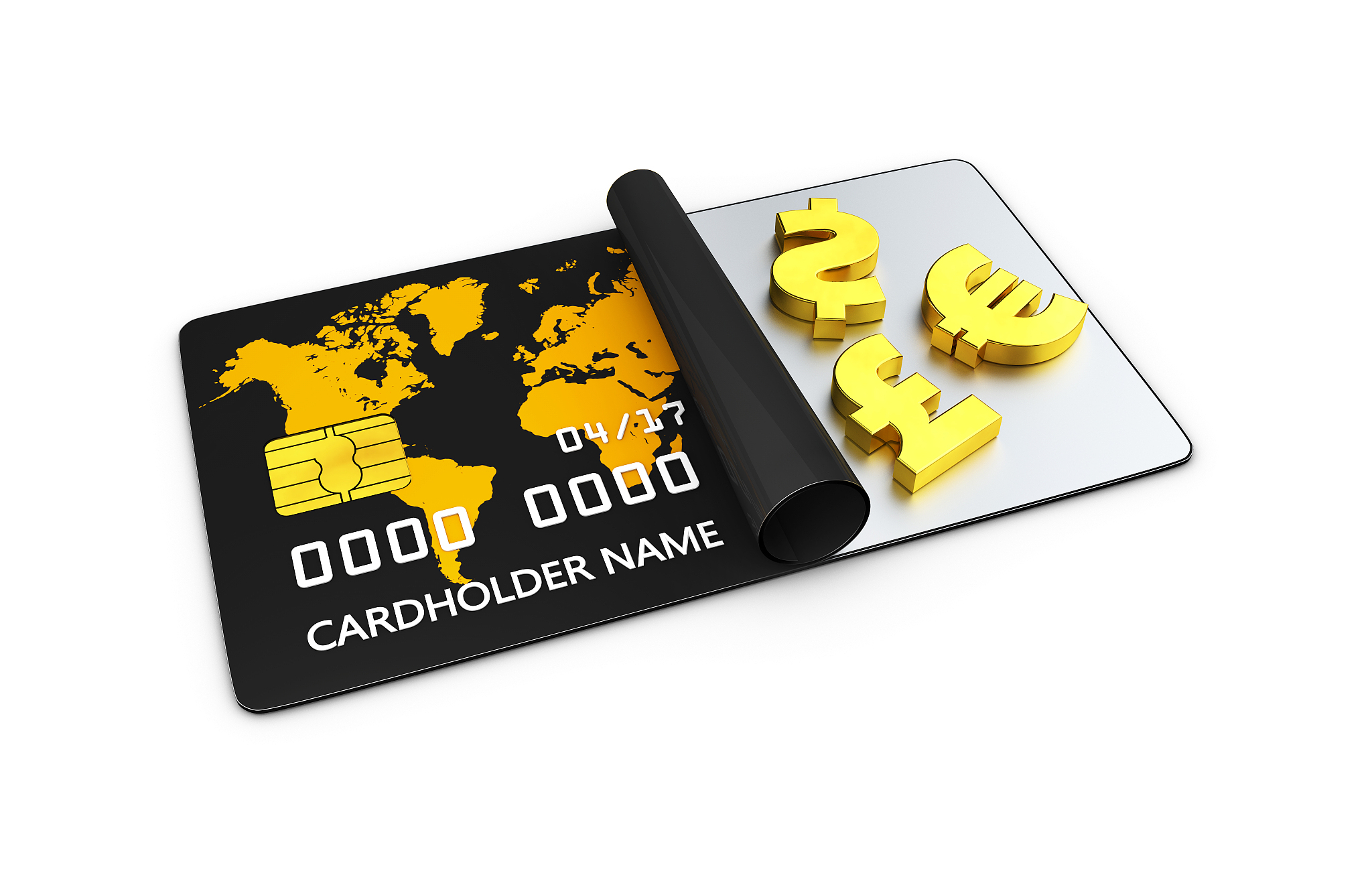 bank card, credit card, discount card with gold of money symbol,