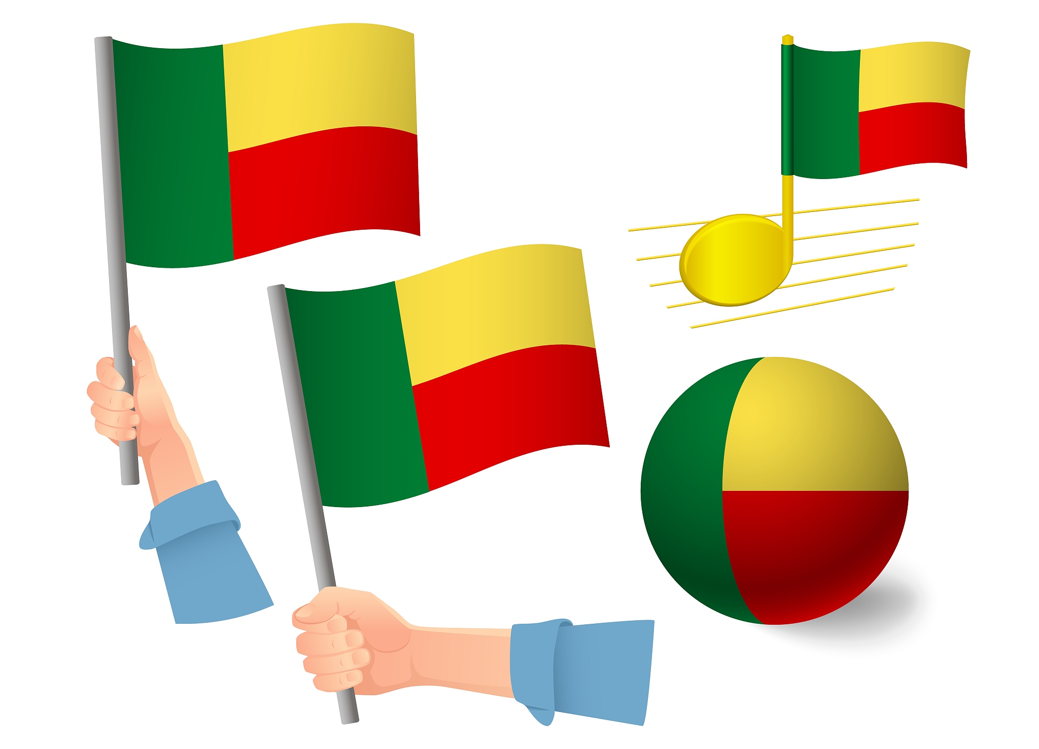 benin flag icon set