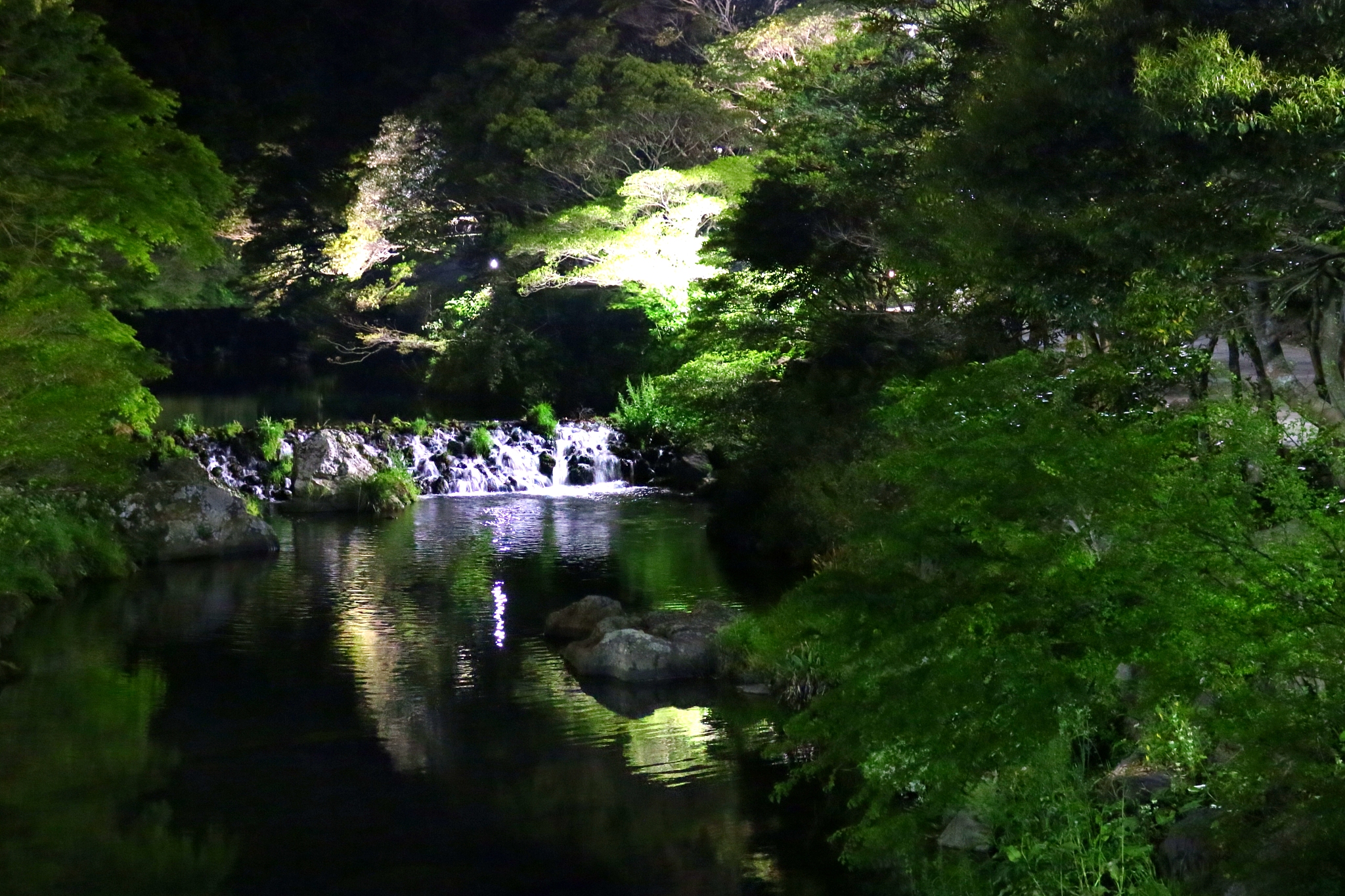 tianjie falls, waterfalls, wonang bird, water ori, winter, night
