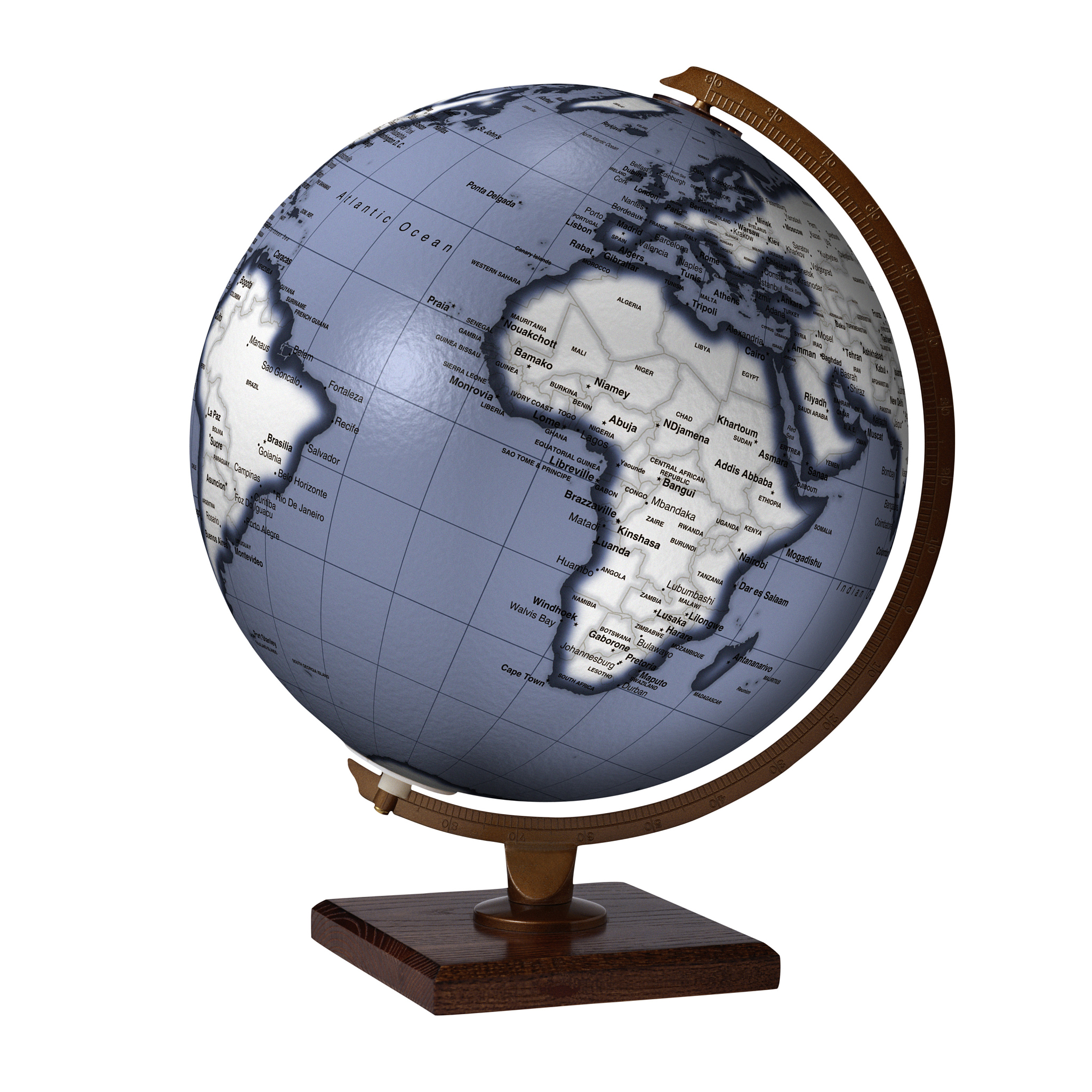 globe showing africa and the atlantic ocean