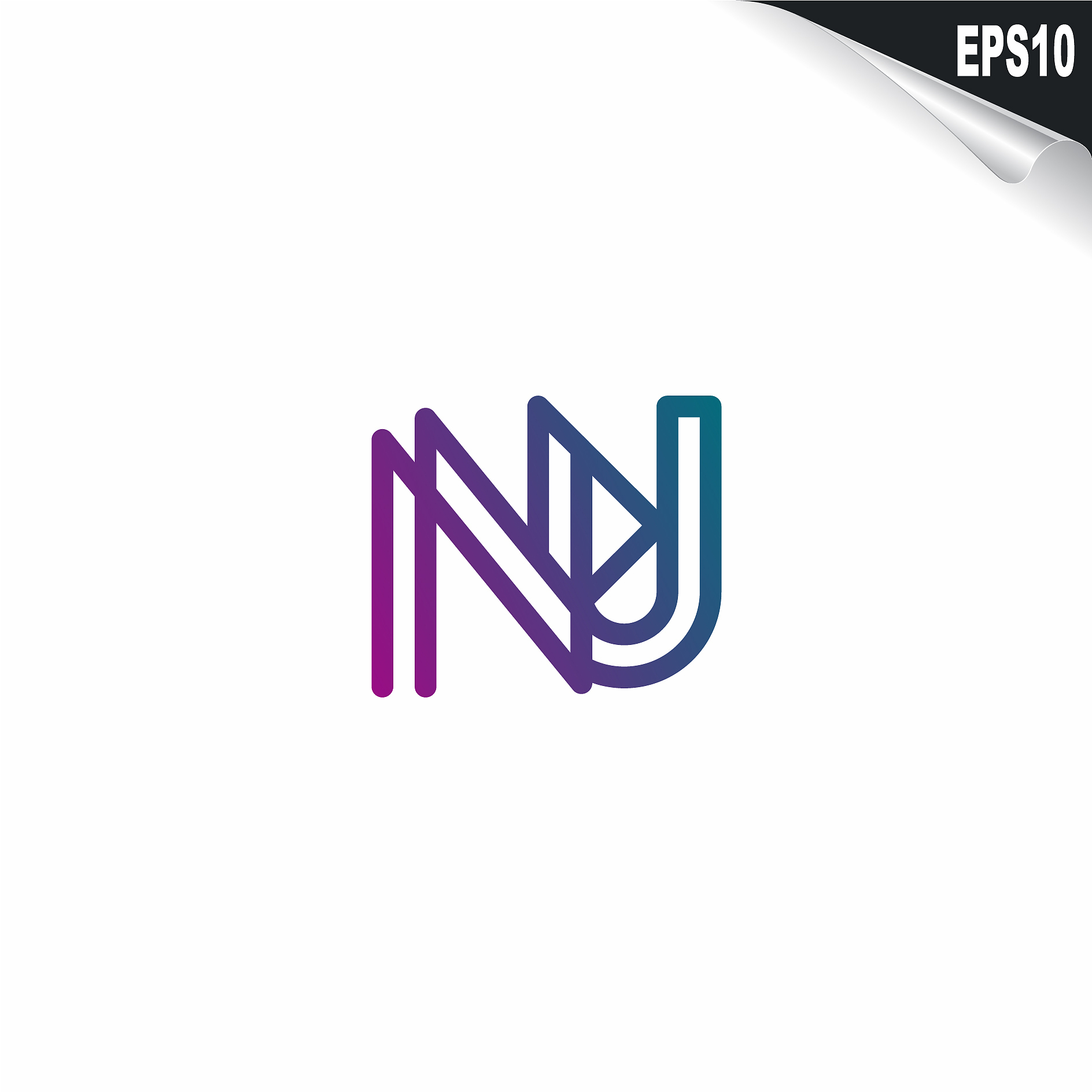 initial nu logo monogram design template simple