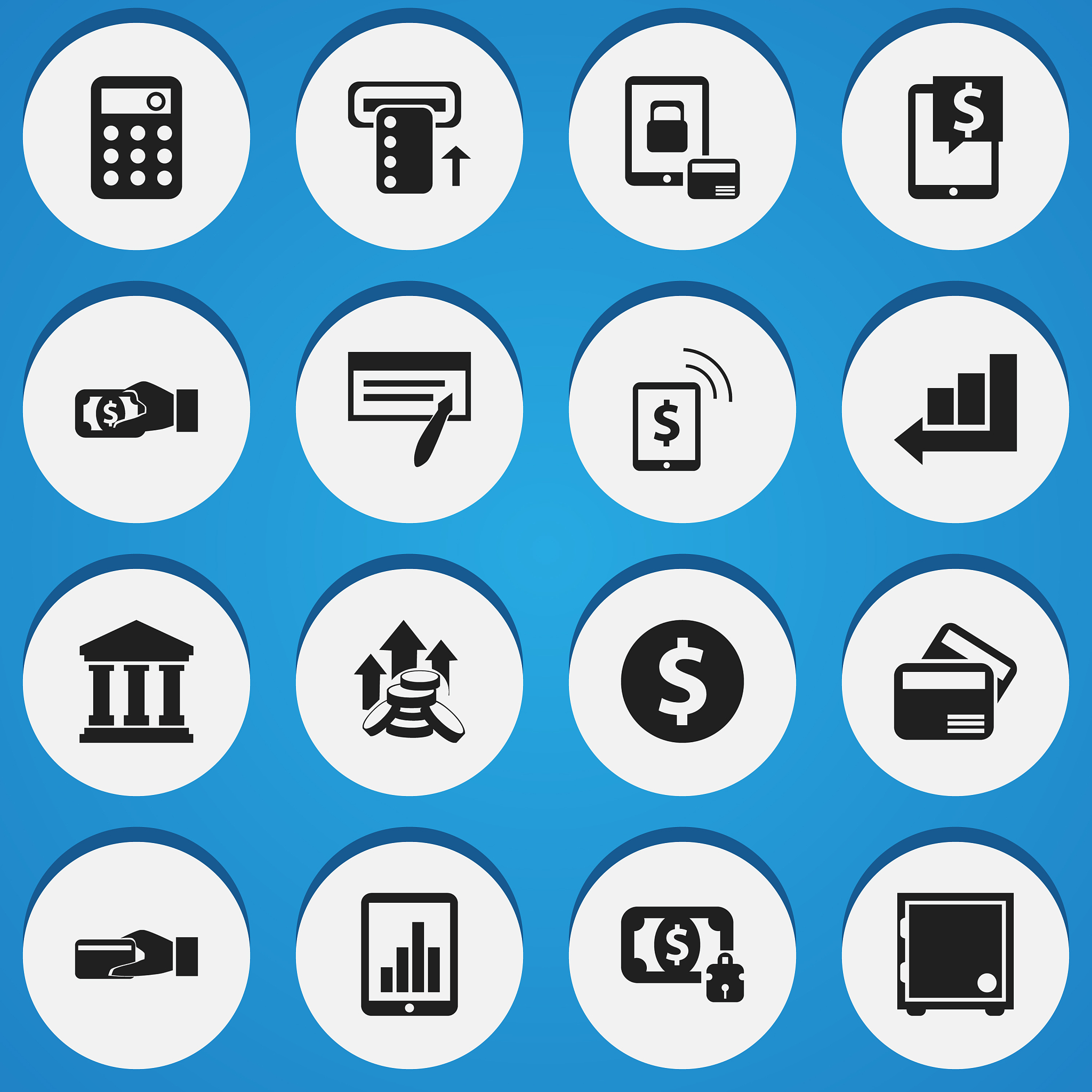 set of 16 editable banking icons includes symbols