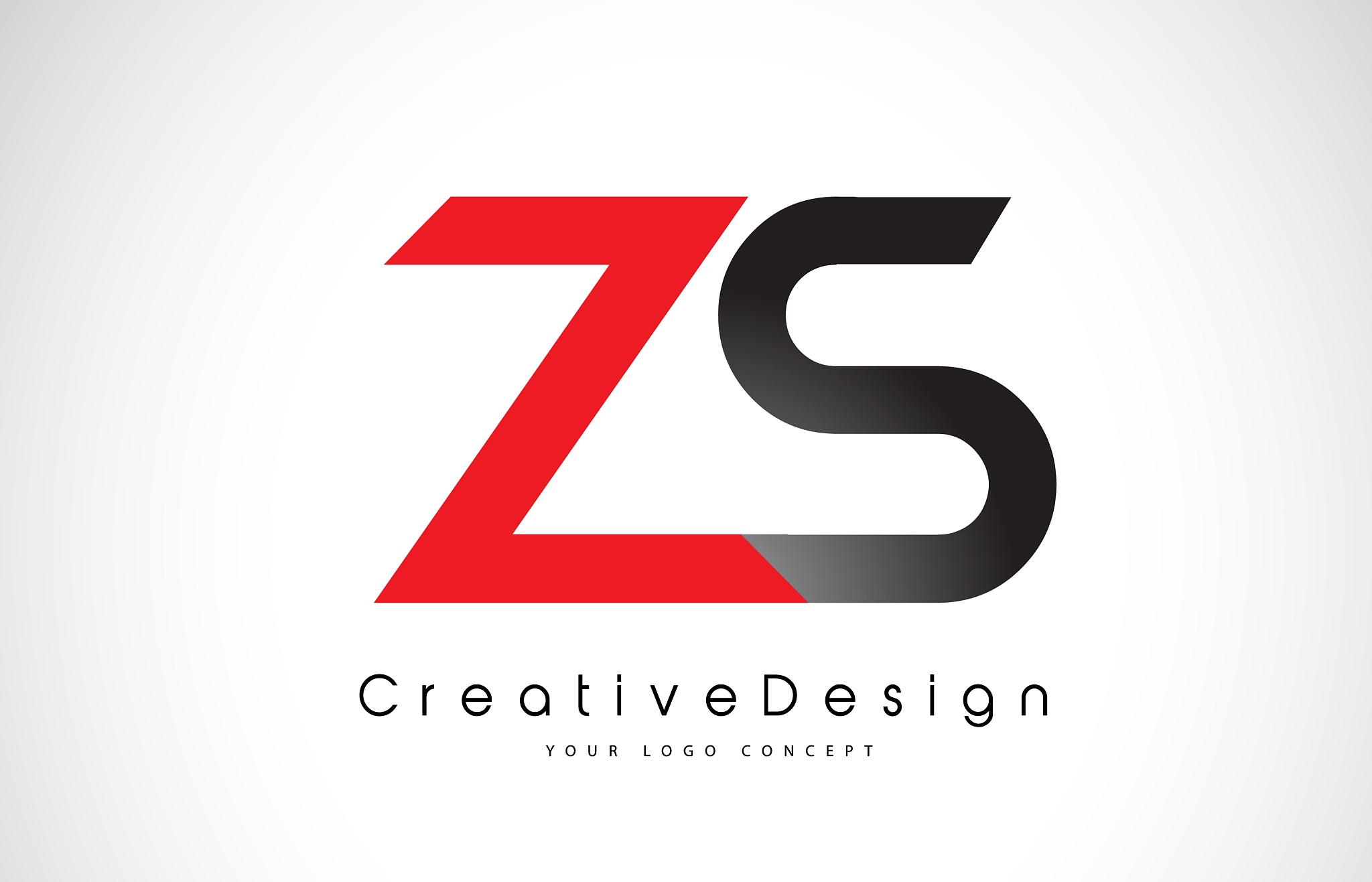 red and black zs z s letter logo design creative