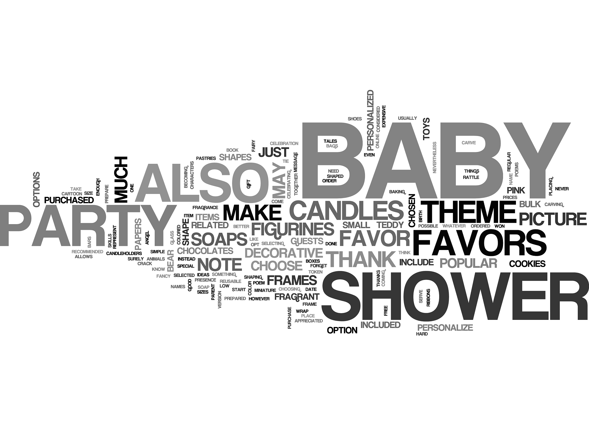 baby shower party favors text word cloud concept