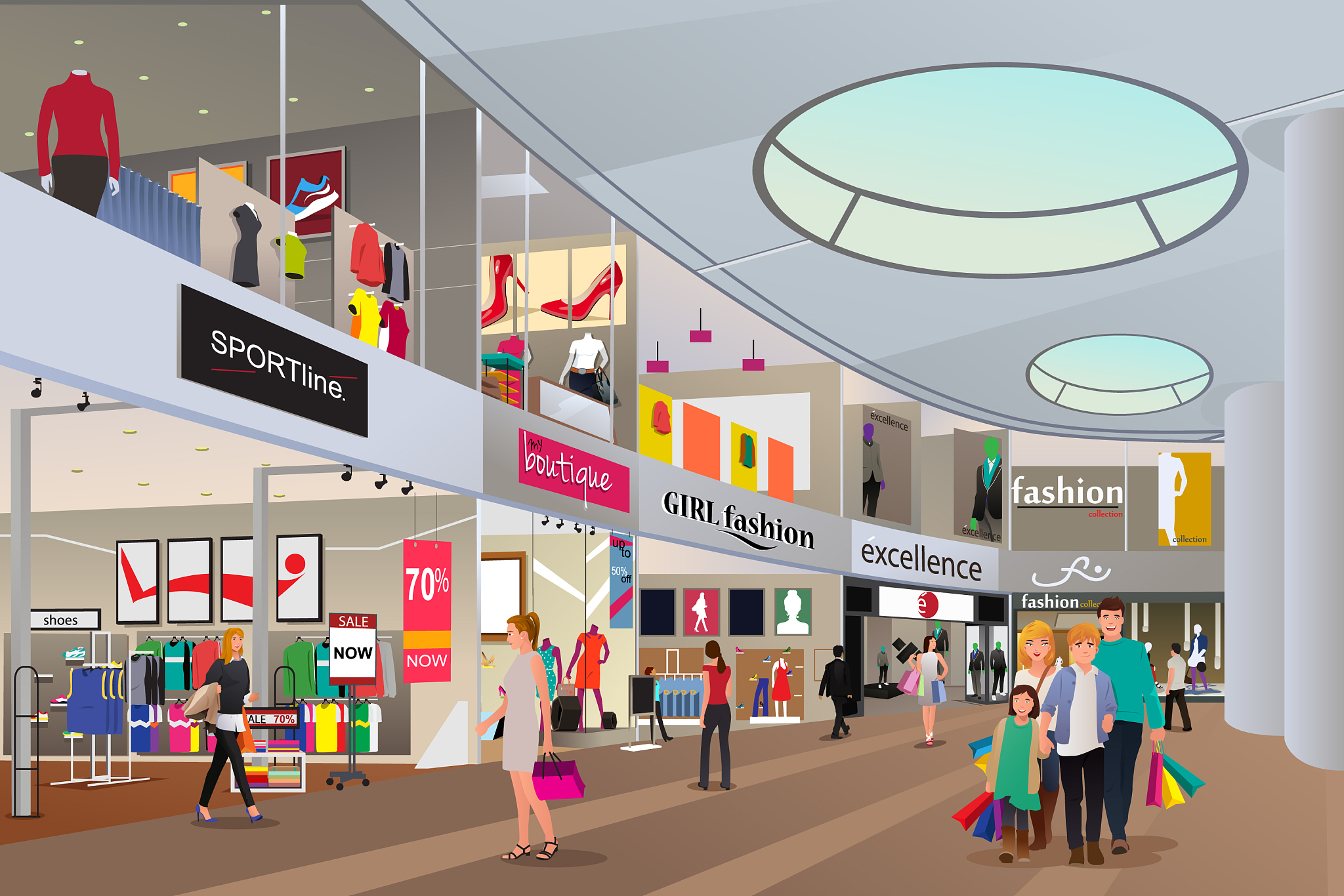 people shopping in a mall