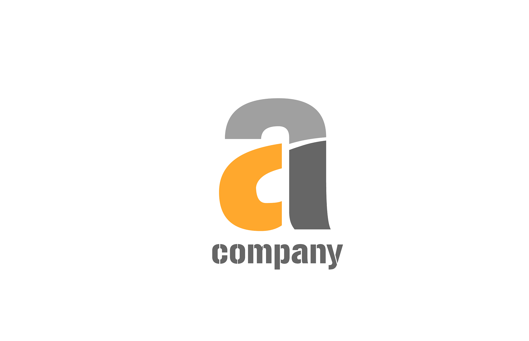 yellow and grey a alphabet logo design icon for
