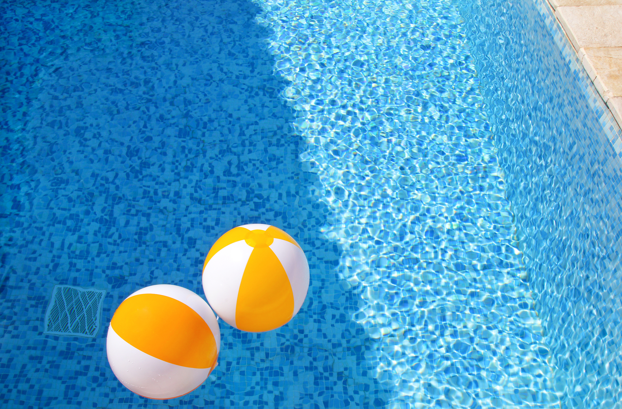 two rubber air yellow white inflatable balls and toy for swimmin
