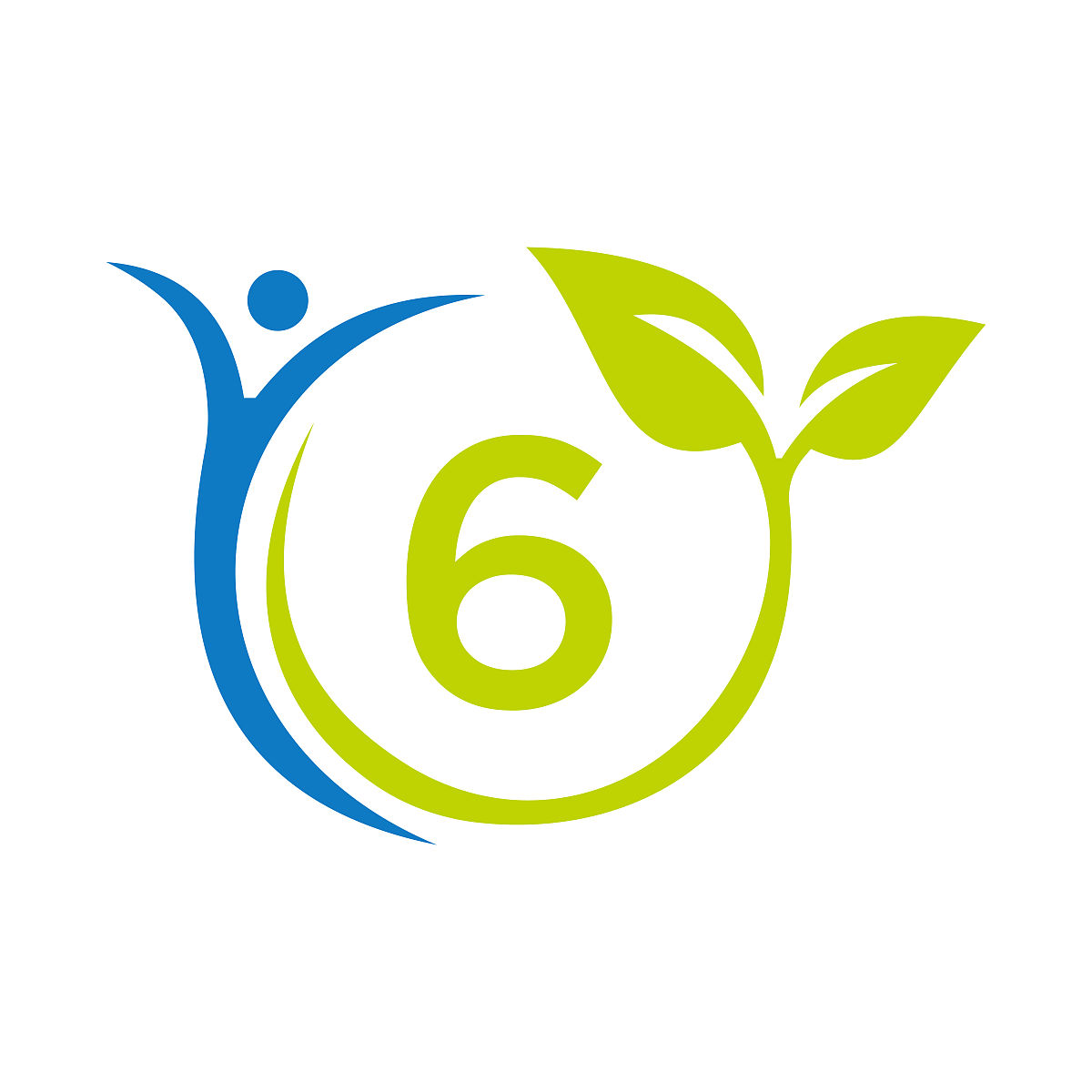 字母6卫生保健标志设计.医疗标识模板.生物,健身,人体健康标志上的字