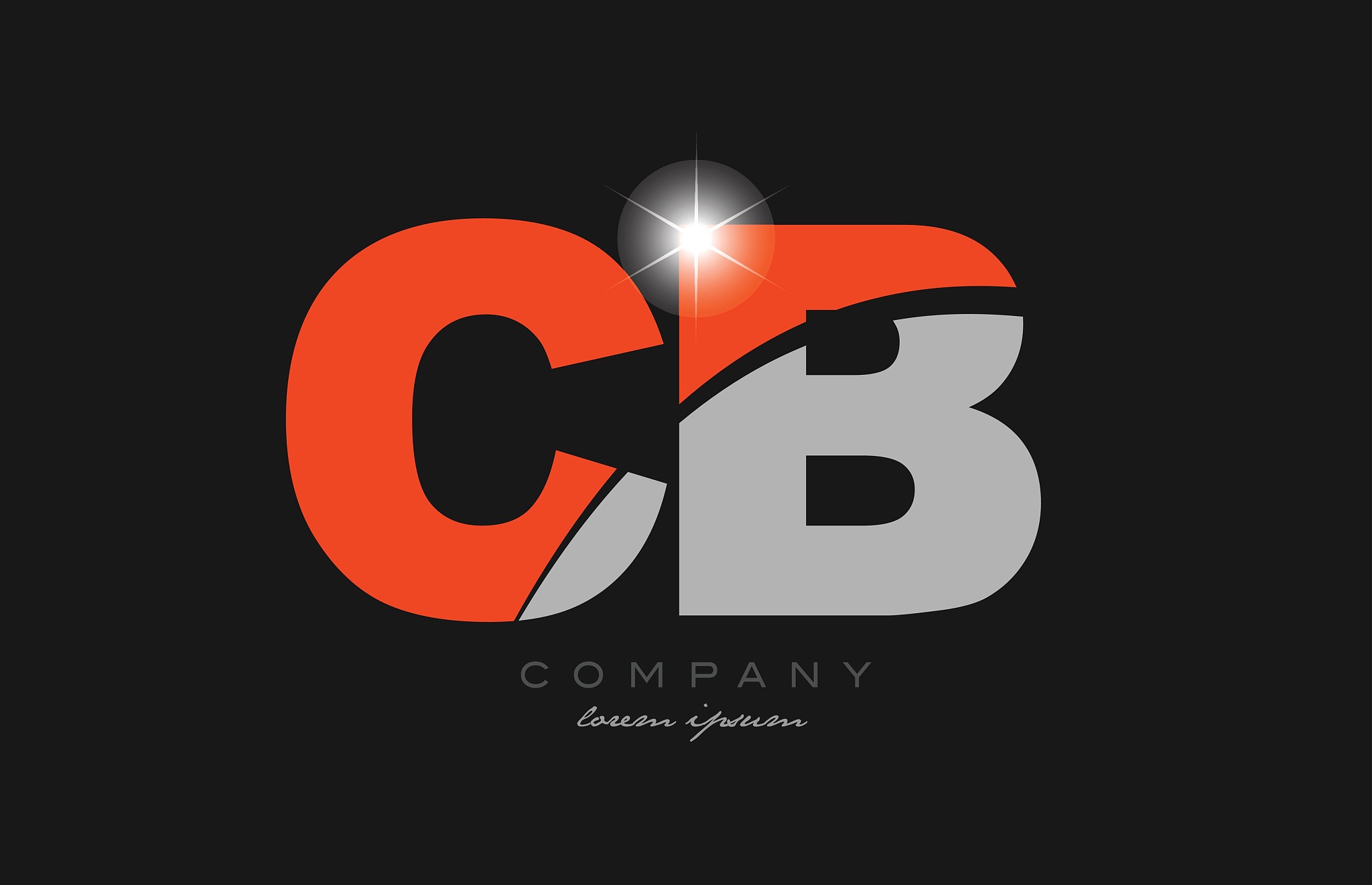combination letter cb c b in grey orange color alphabet for logo