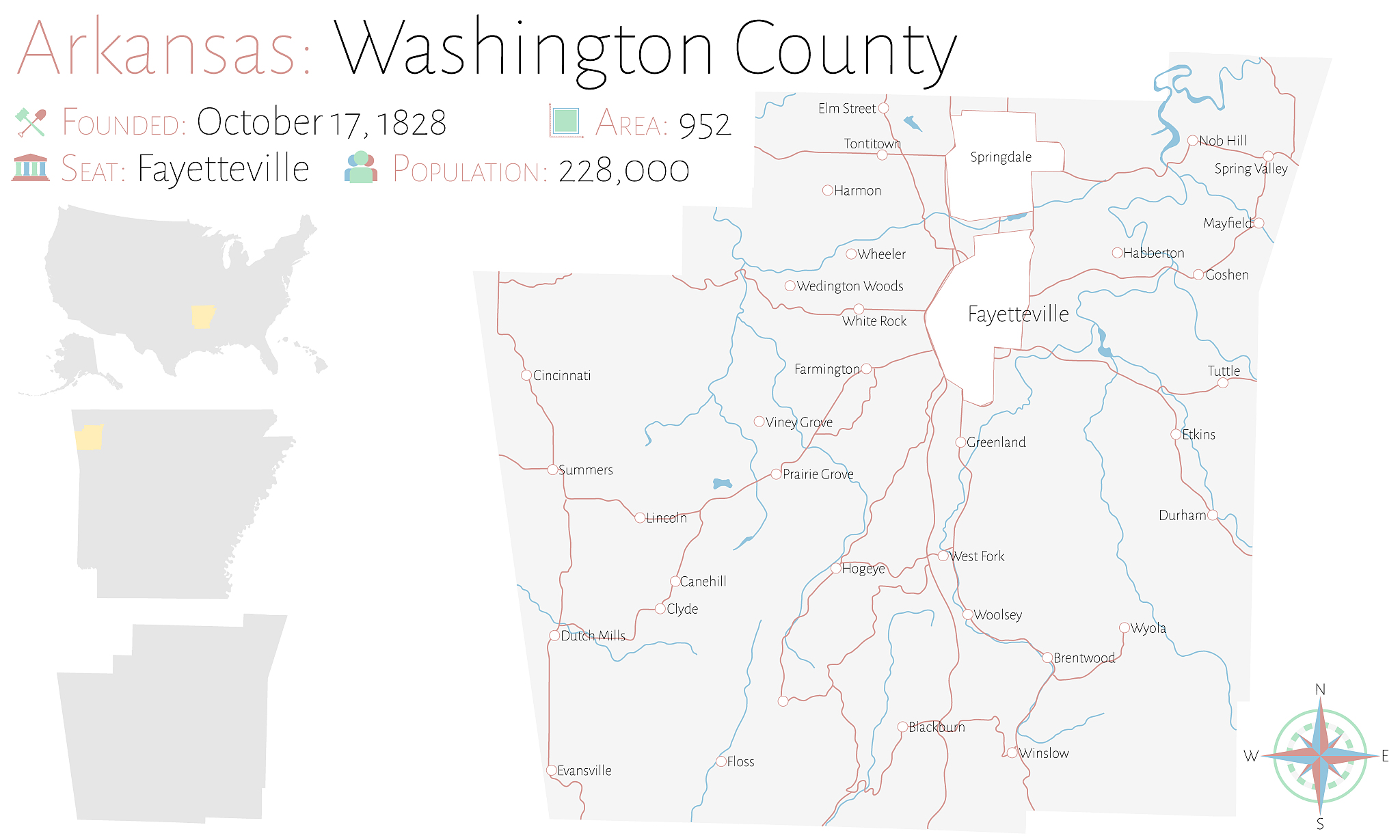 map of washington county in arkansas