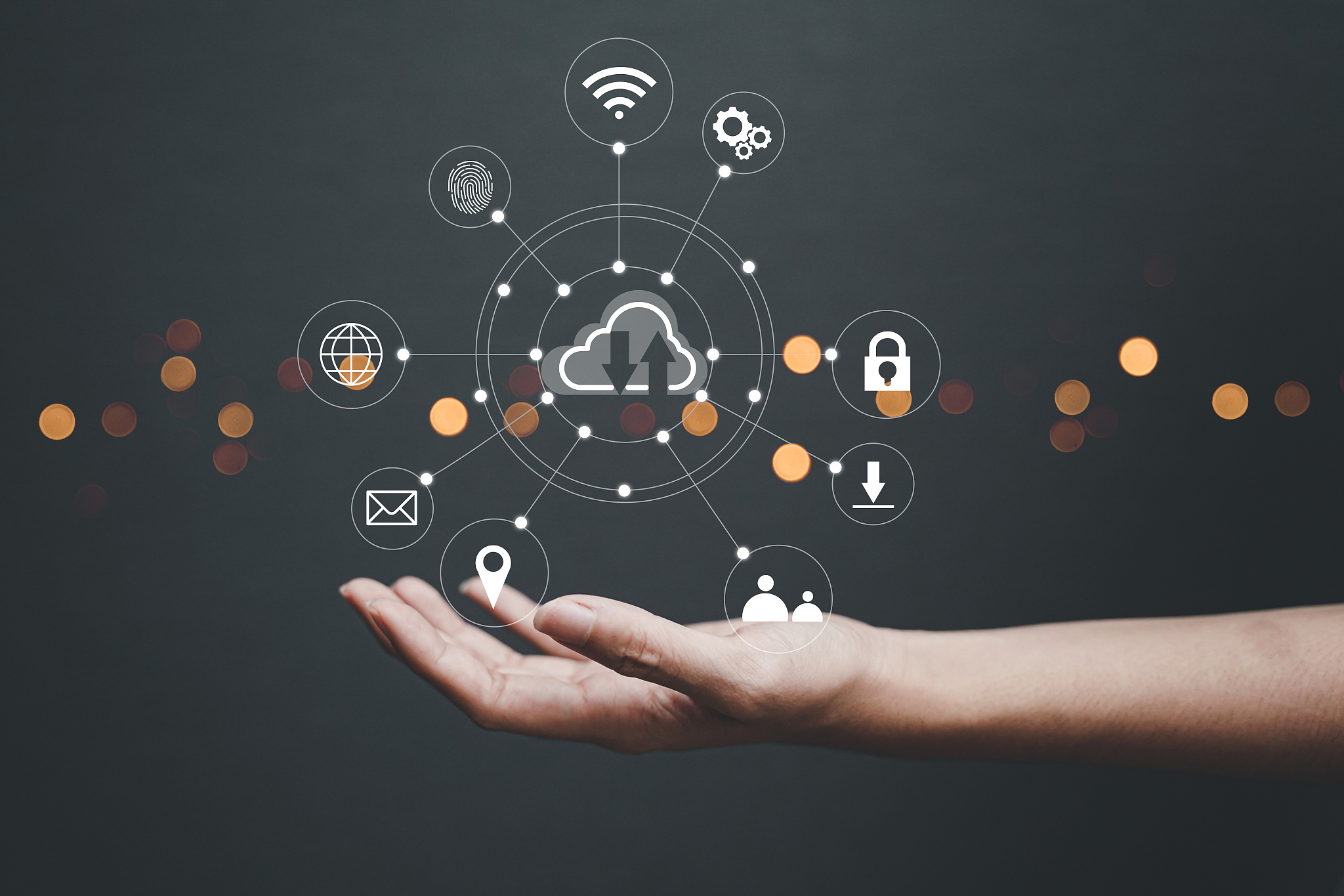 concept of business women, hands on technology, digital data sto