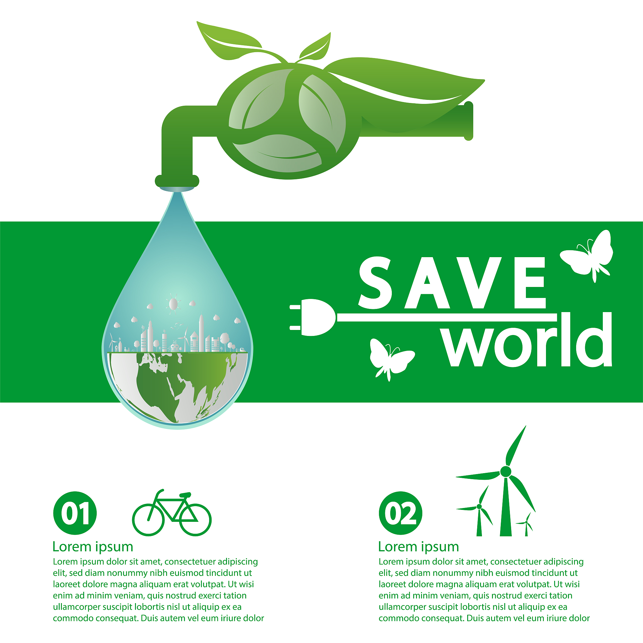 world with eco-friendly concept ideas,infographic template,vecto