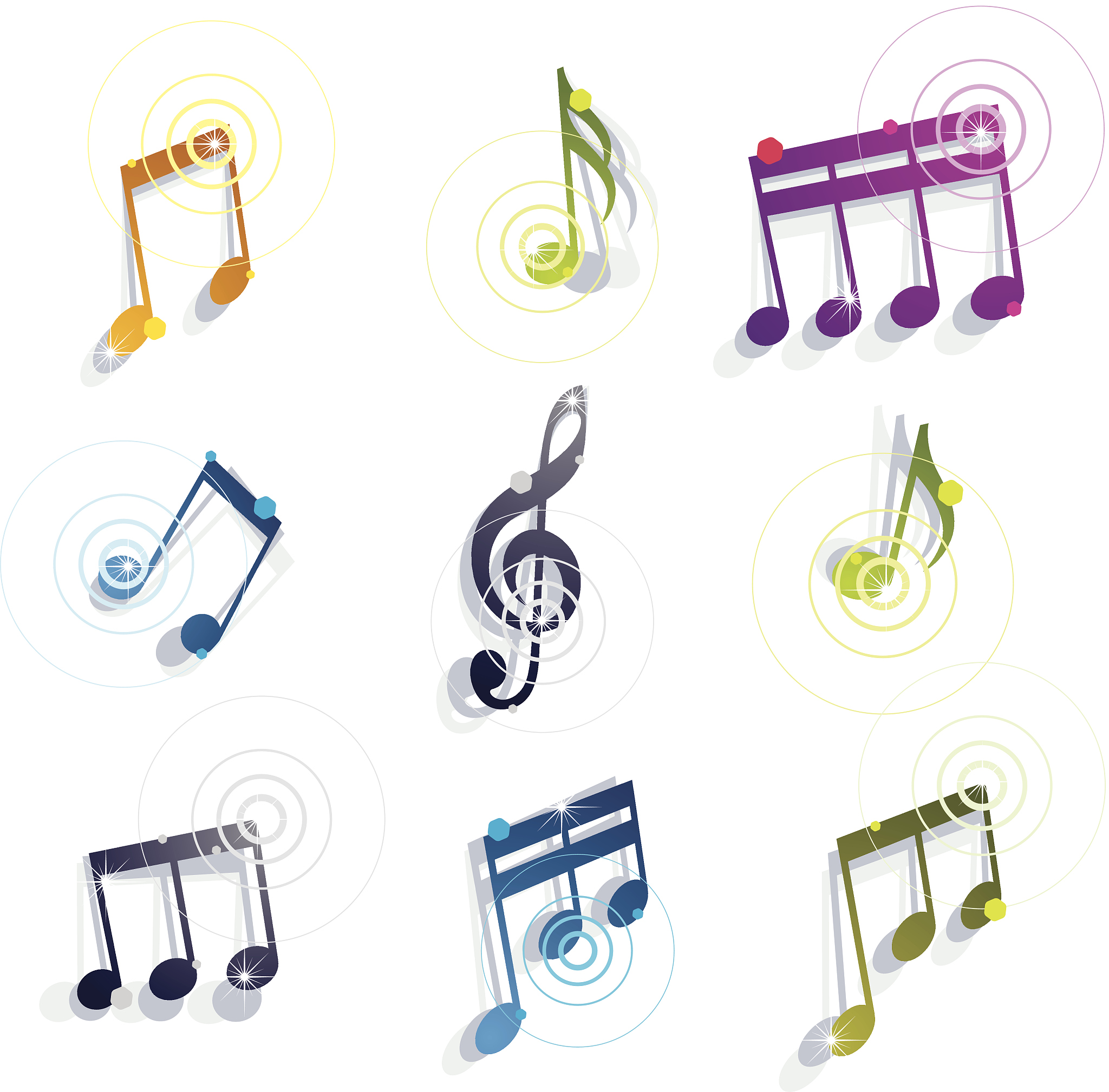 musical notes icons set.