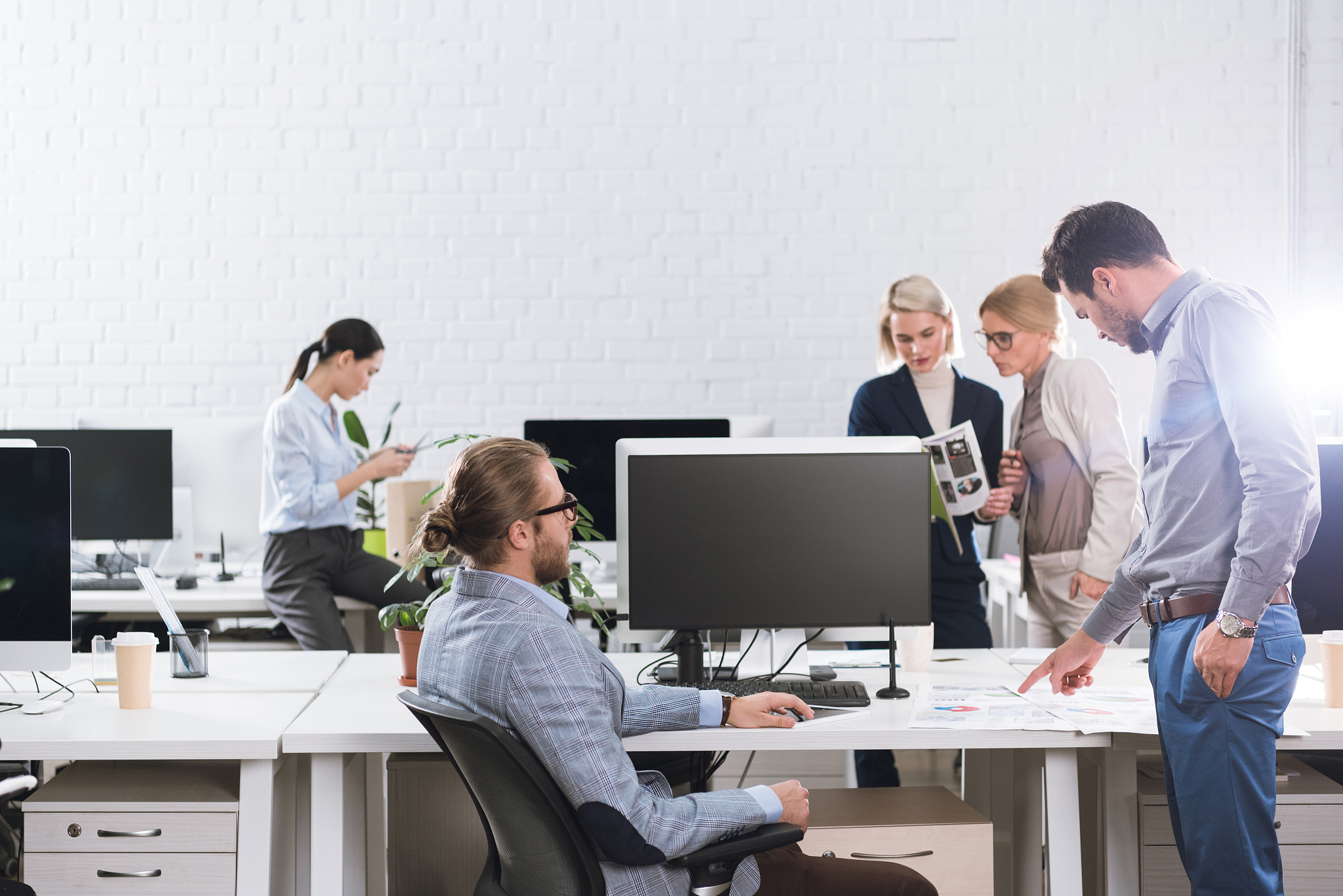 businesspeople working in office