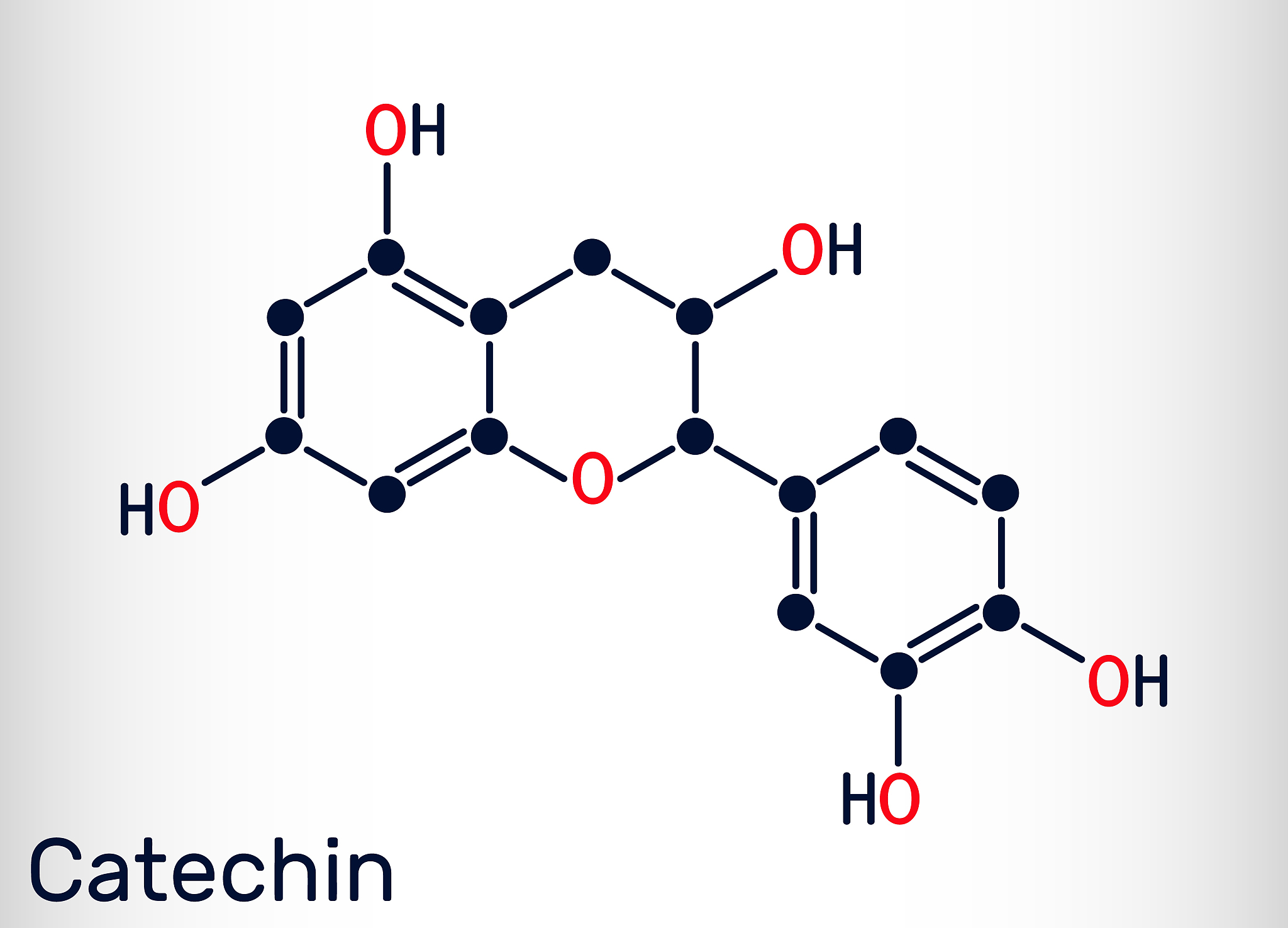 catechin, epicatechin, flavonoid, c15h14o6 molecule. it is flava