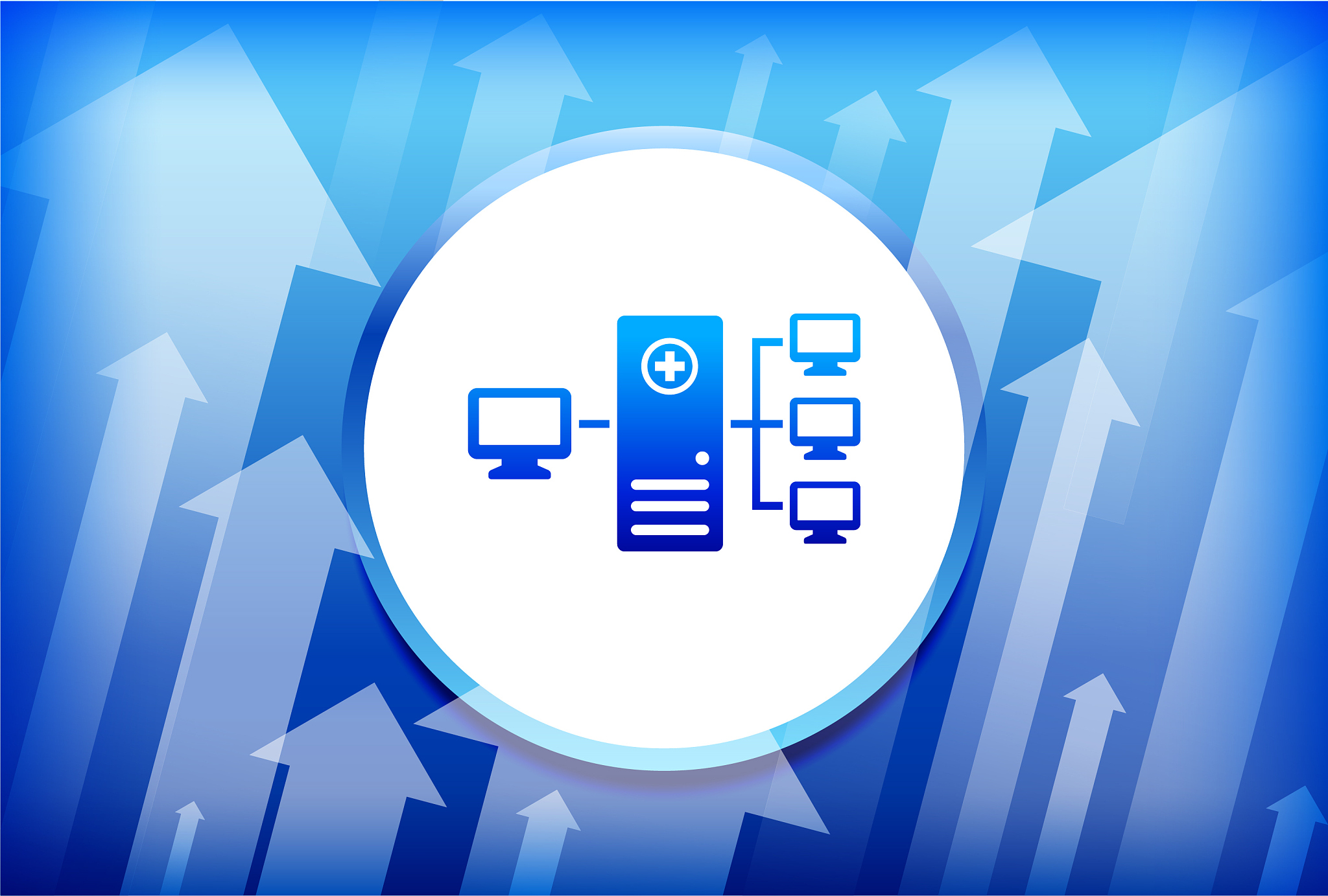 computer & health blue up arrows background