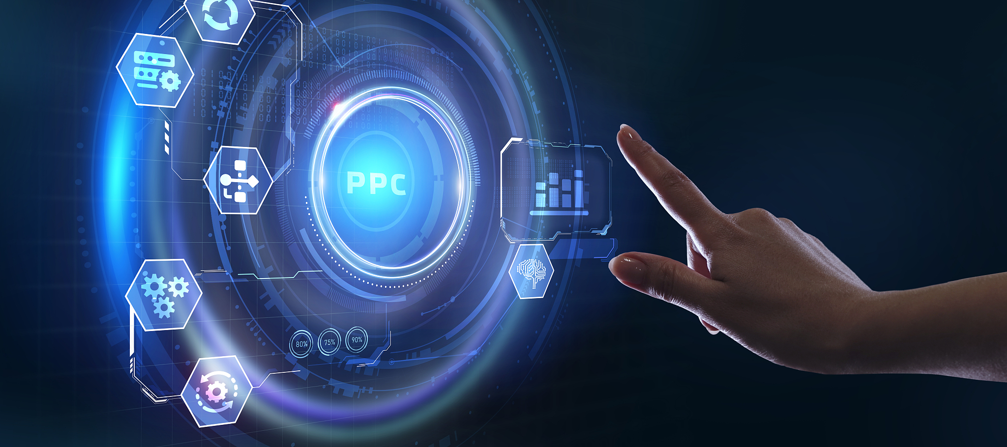business, technology, internet and network concept. ppc pay per 