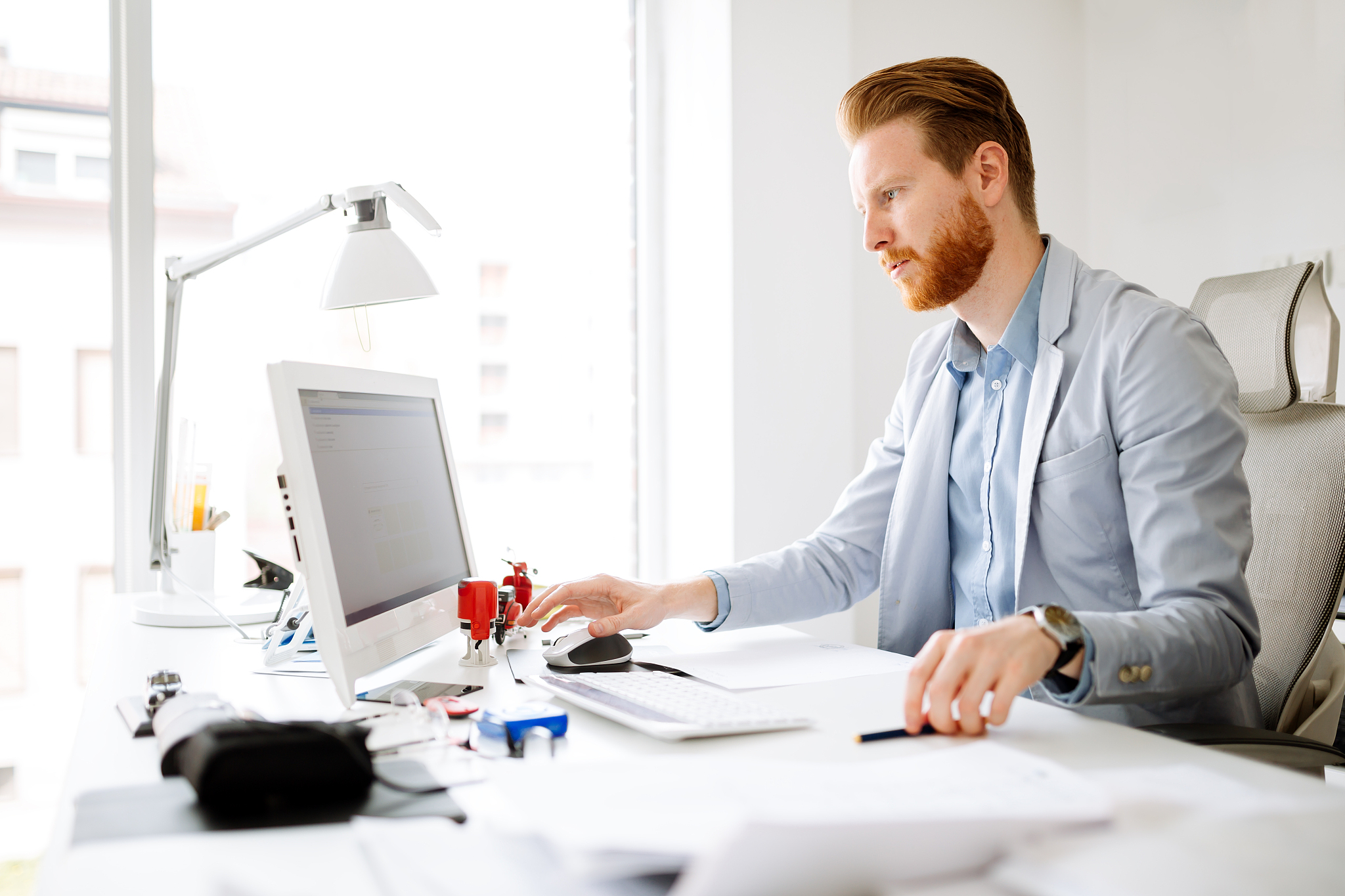business person working on computer
