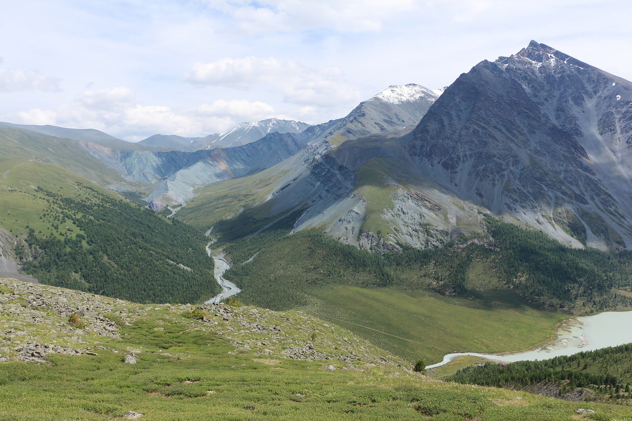 view of the valley of the yarlu river and akkem river, altai mou