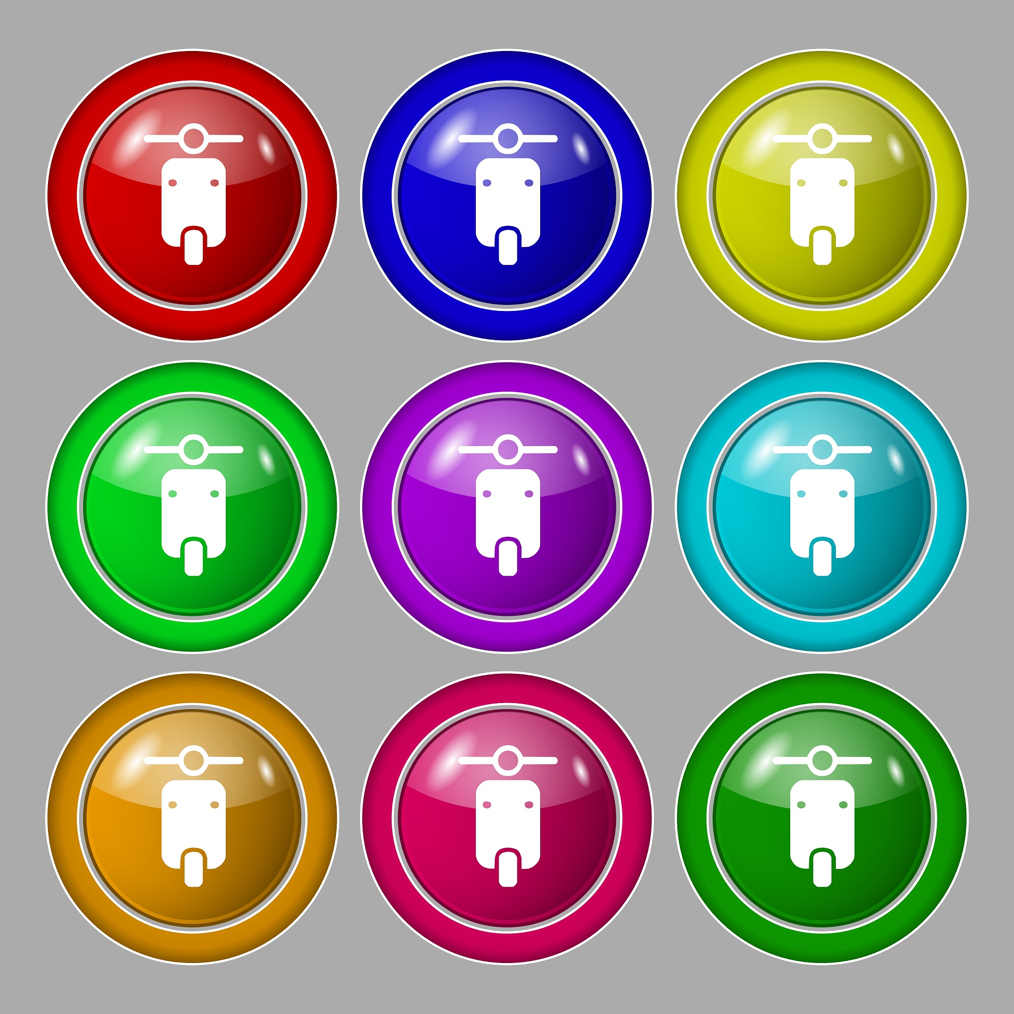 motorcycle icon sign symbol on nine round