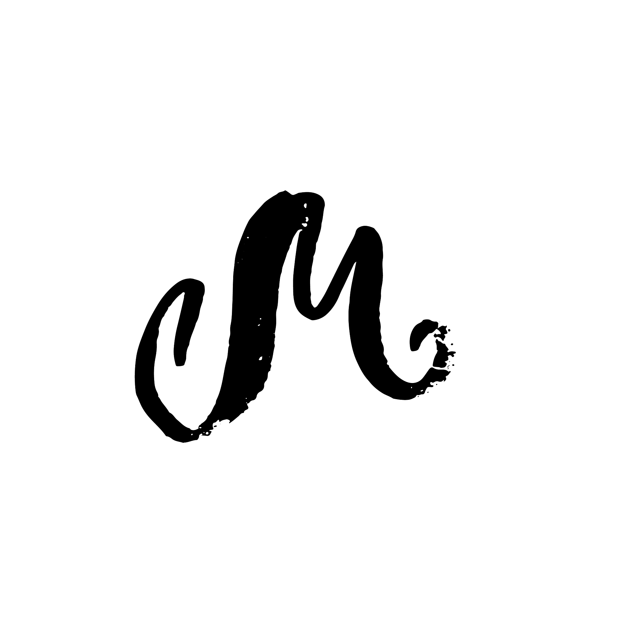 hand painted letter m dry brush modern lettering